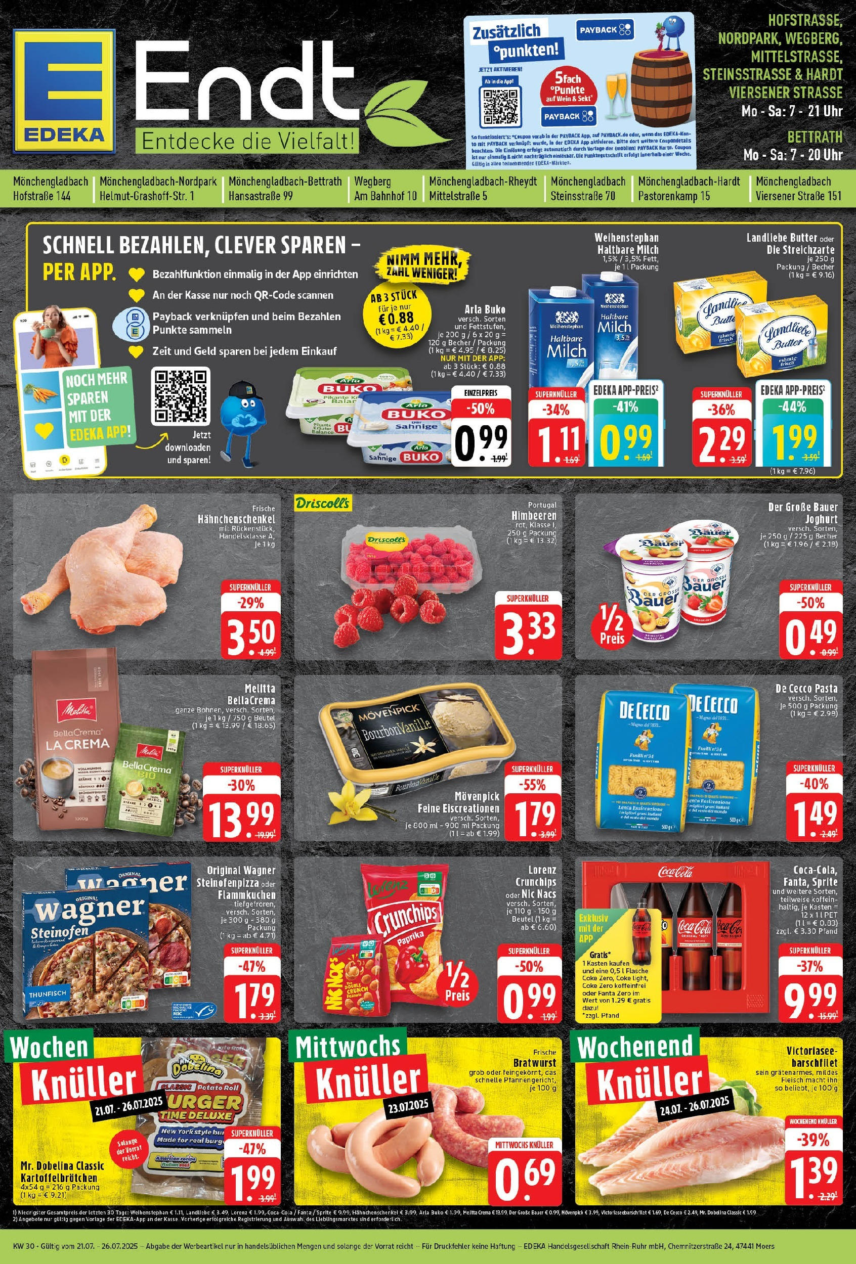 Edeka prospekt Mönchengladbach	 (ab 21.07.2025) » Angebote Online | Seite: 1 | Produkte: Joghurt, Landliebe butter, Arla buko, Pasta