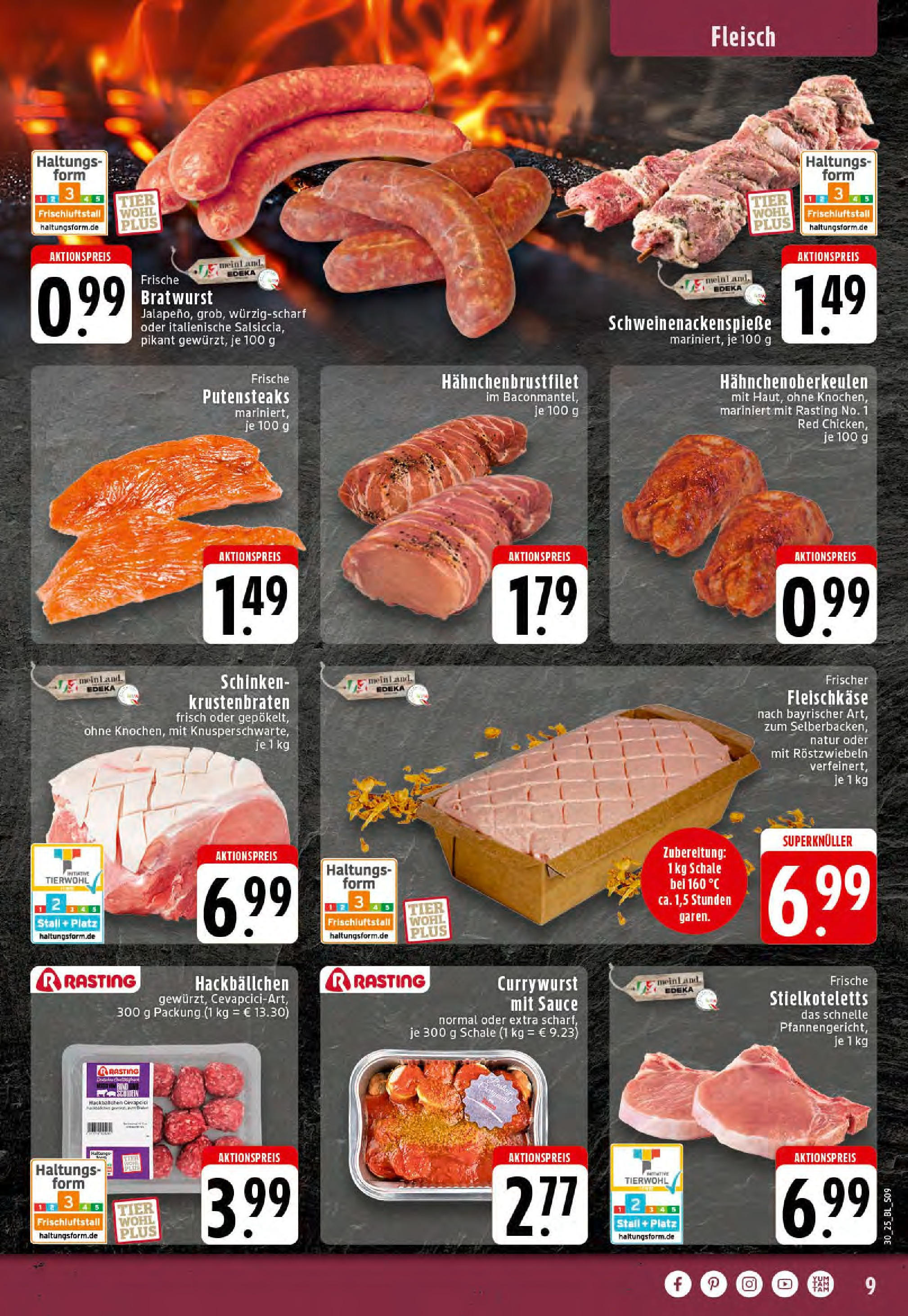 Edeka prospekt Rheine	 (ab 20.07.2025) » Angebote Online | Seite: 9 | Produkte: Bratwurst, Cevapcici, Schinken, Fleisch