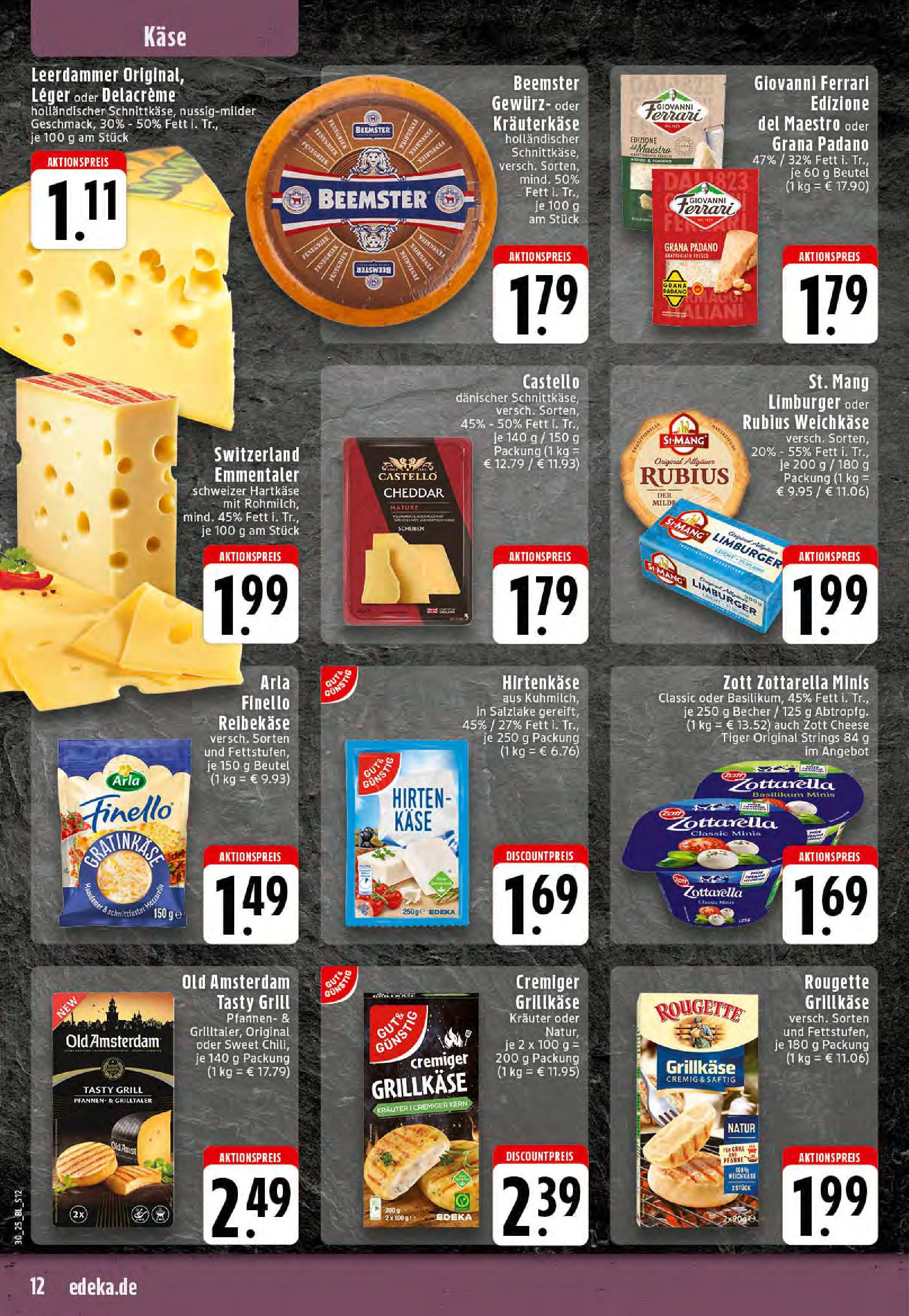 Edeka prospekt Rheine	 (ab 20.07.2025) » Angebote Online | Seite: 12 | Produkte: Grill, Käse, Leerdammer, Reibekase