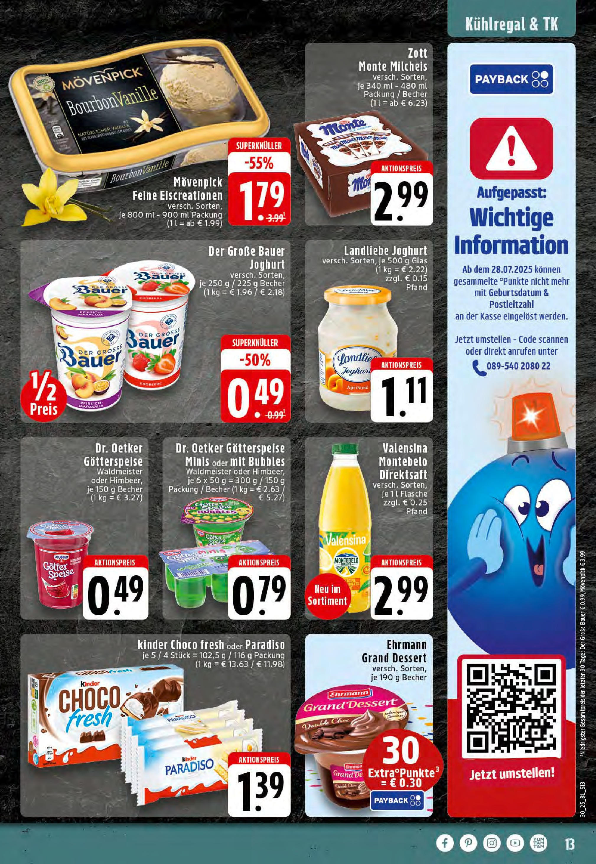 Edeka prospekt Rheine	 (ab 20.07.2025) » Angebote Online | Seite: 13 | Produkte: Ehrmann grand dessert, Bauer joghurt, Valensina, Landliebe joghurt