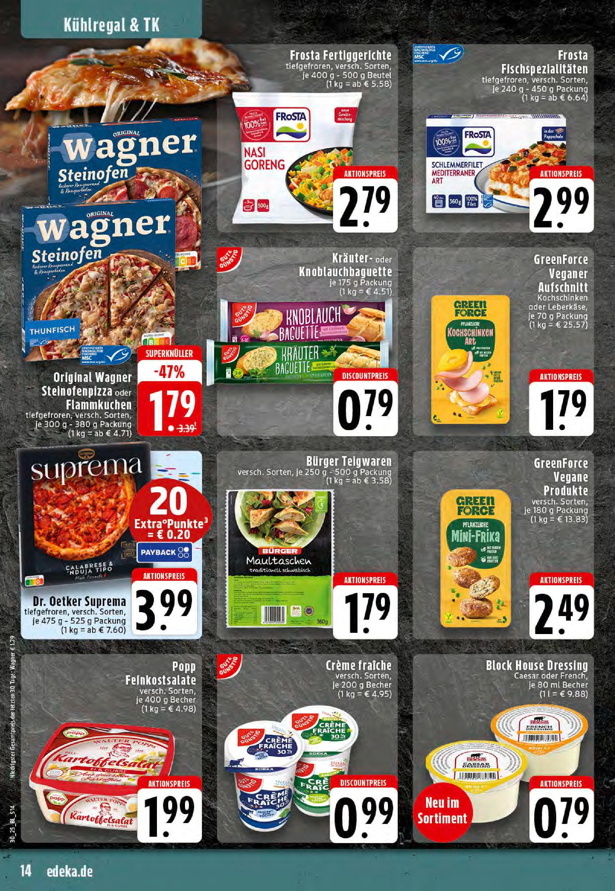 Edeka prospekt Rheine	 (ab 20.07.2025) » Angebote Online | Seite: 14 | Produkte: Dressing, Burger, Frosta, Pasta