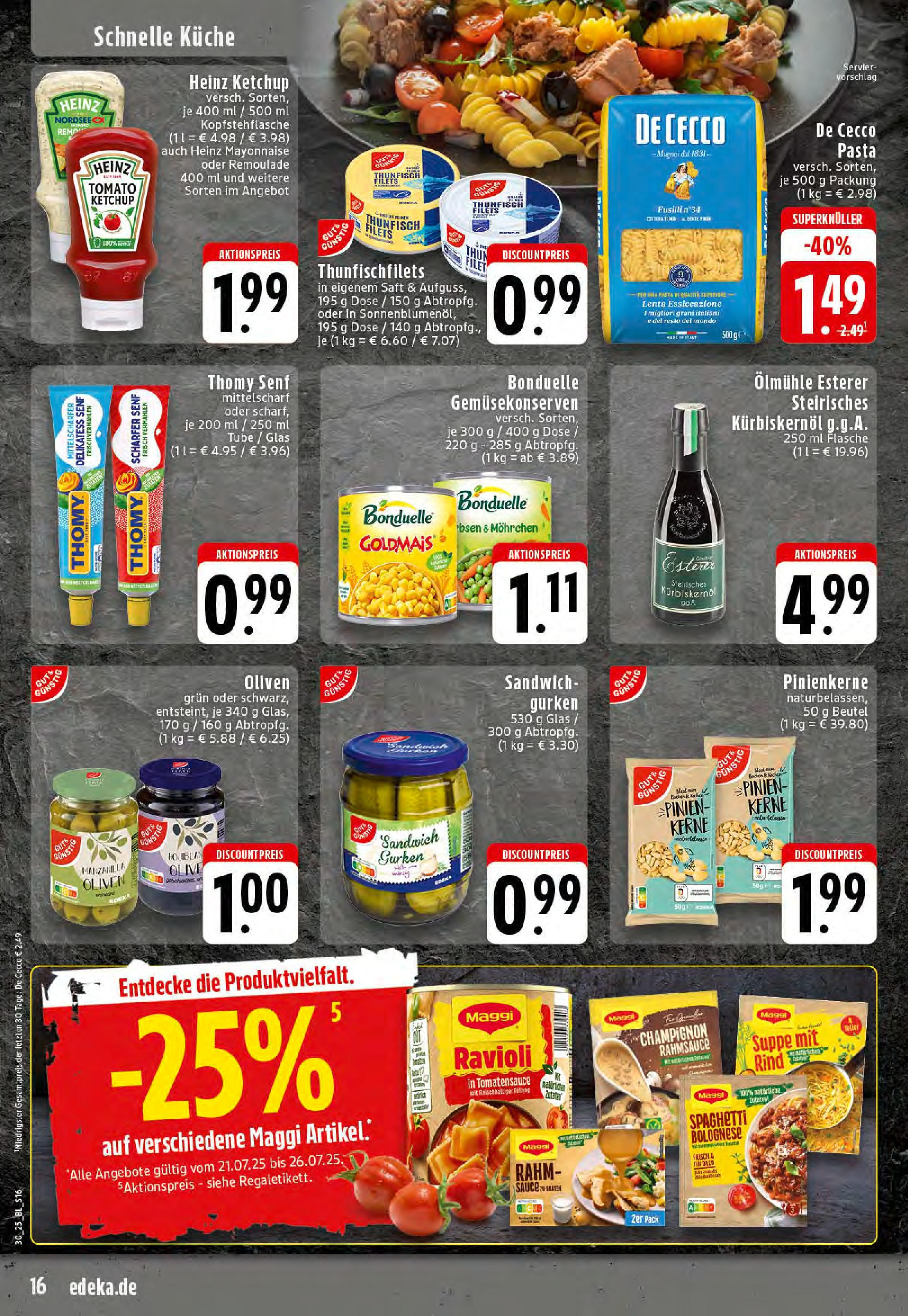 Edeka prospekt Rheine	 (ab 20.07.2025) » Angebote Online | Seite: 16 | Produkte: Mayonnaise, Maggi suppe, Pasta, Gurken