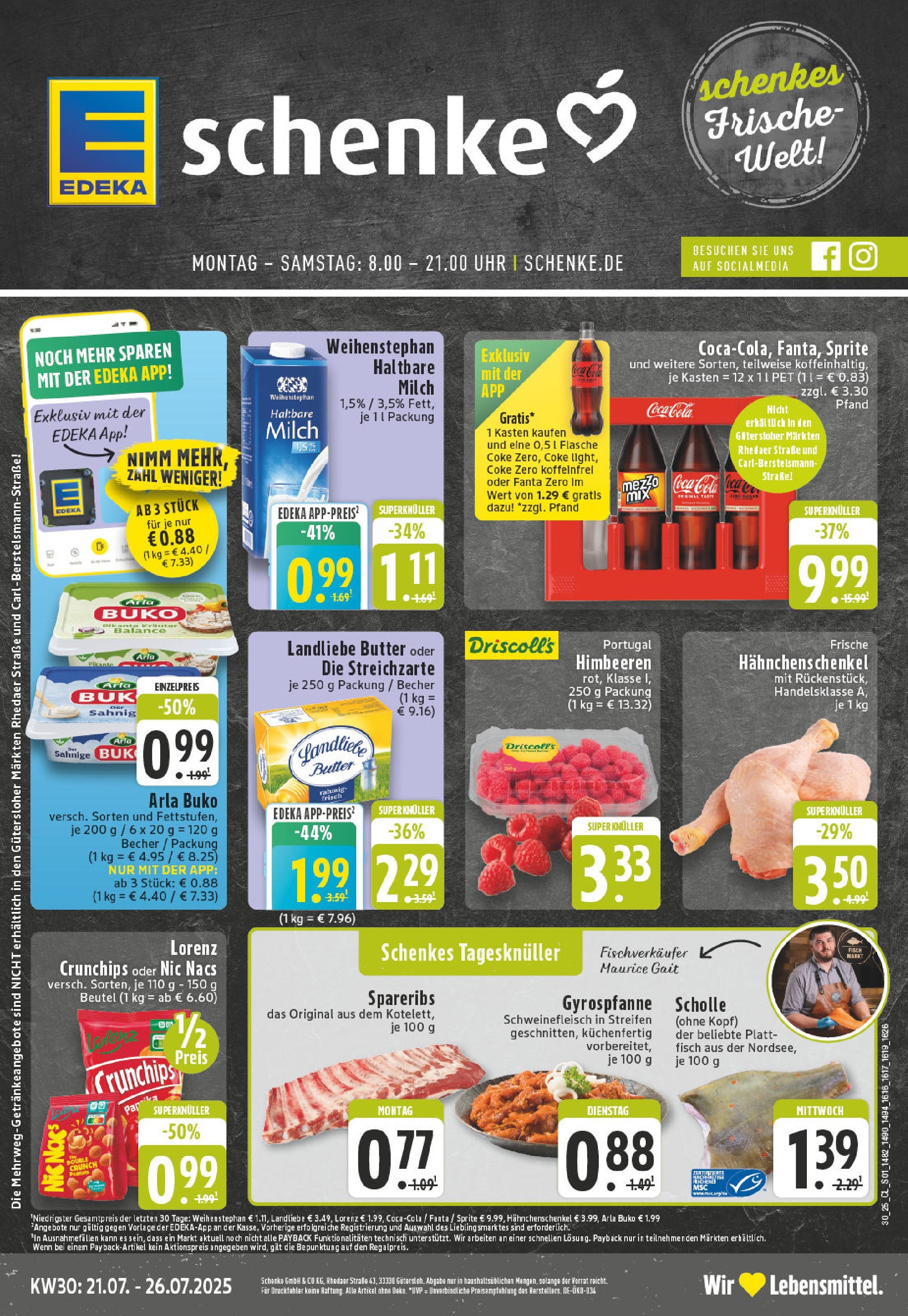 EDEKA Prospekt ab 20.07.2025 - Prospekt Gütersloh Online Vorschau von dem Prospekt des Geschäftes Edeka, gültig ab dem 20.07.2025