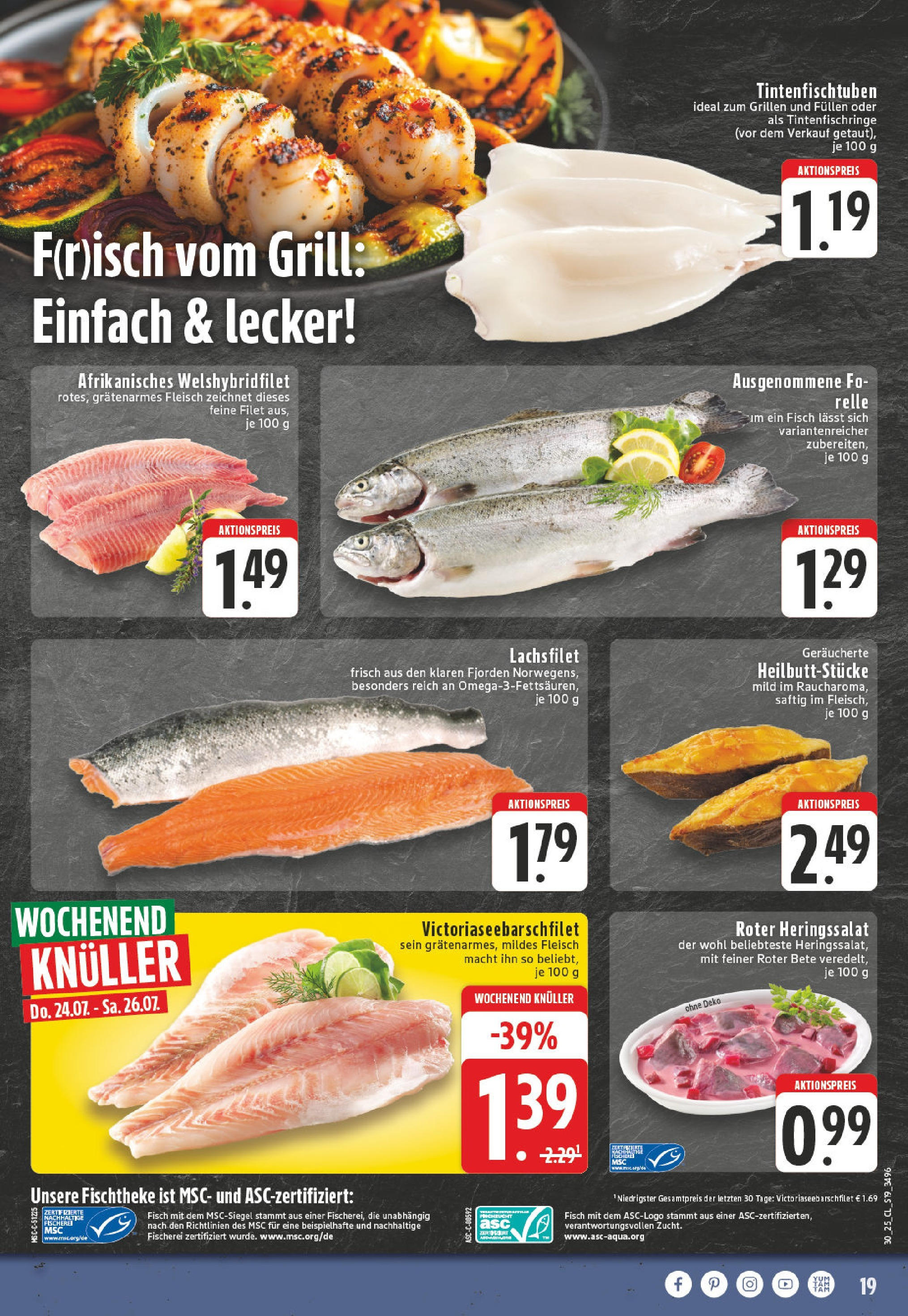 Edeka prospekt Essen	 (ab 20.07.2025) » Angebote Online | Seite: 19 | Produkte: Grill, Fisch, Fleisch