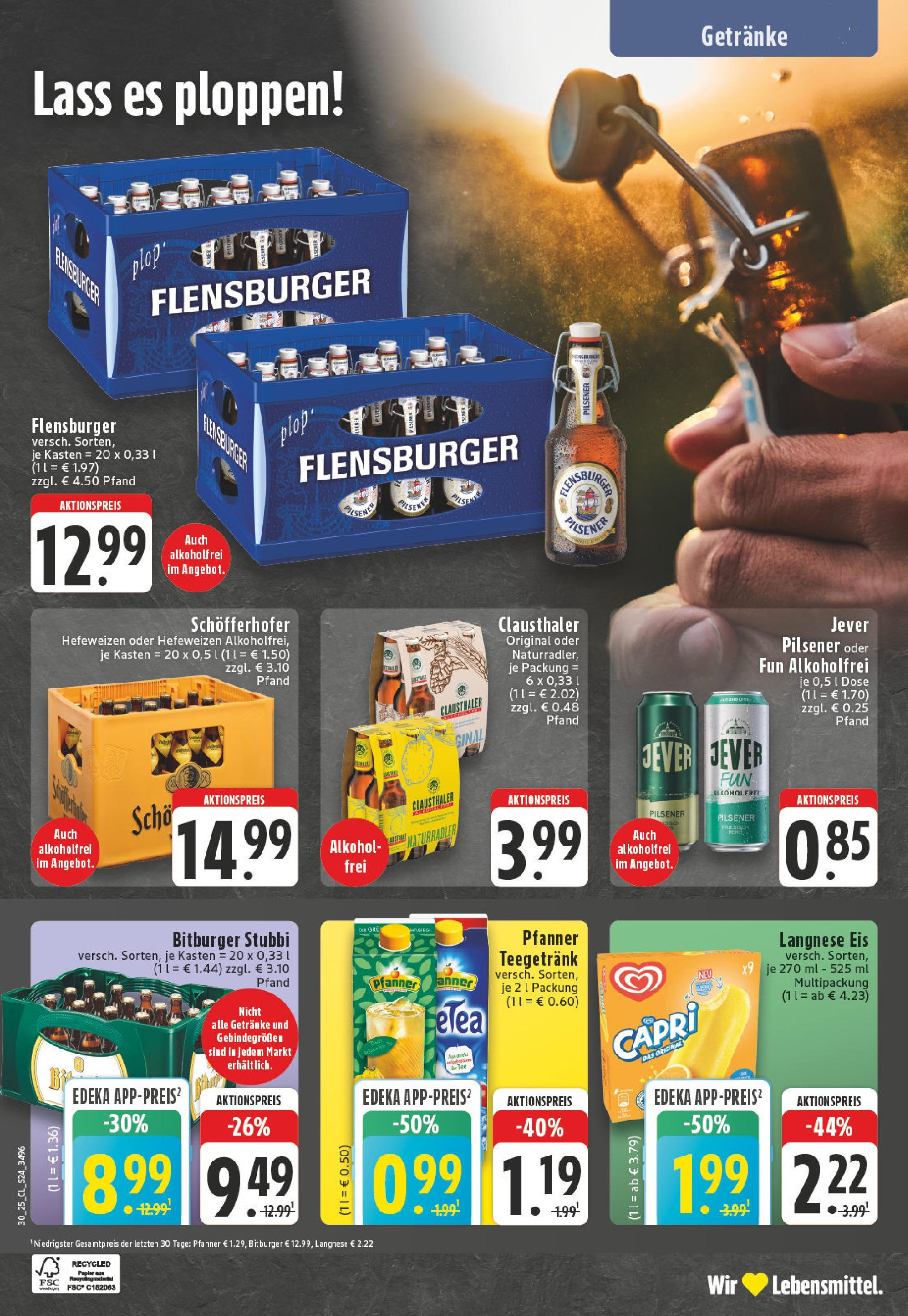 Edeka prospekt Essen	 (ab 20.07.2025) » Angebote Online | Seite: 24 | Produkte: Langnese, Flensburger, Jever, Tee