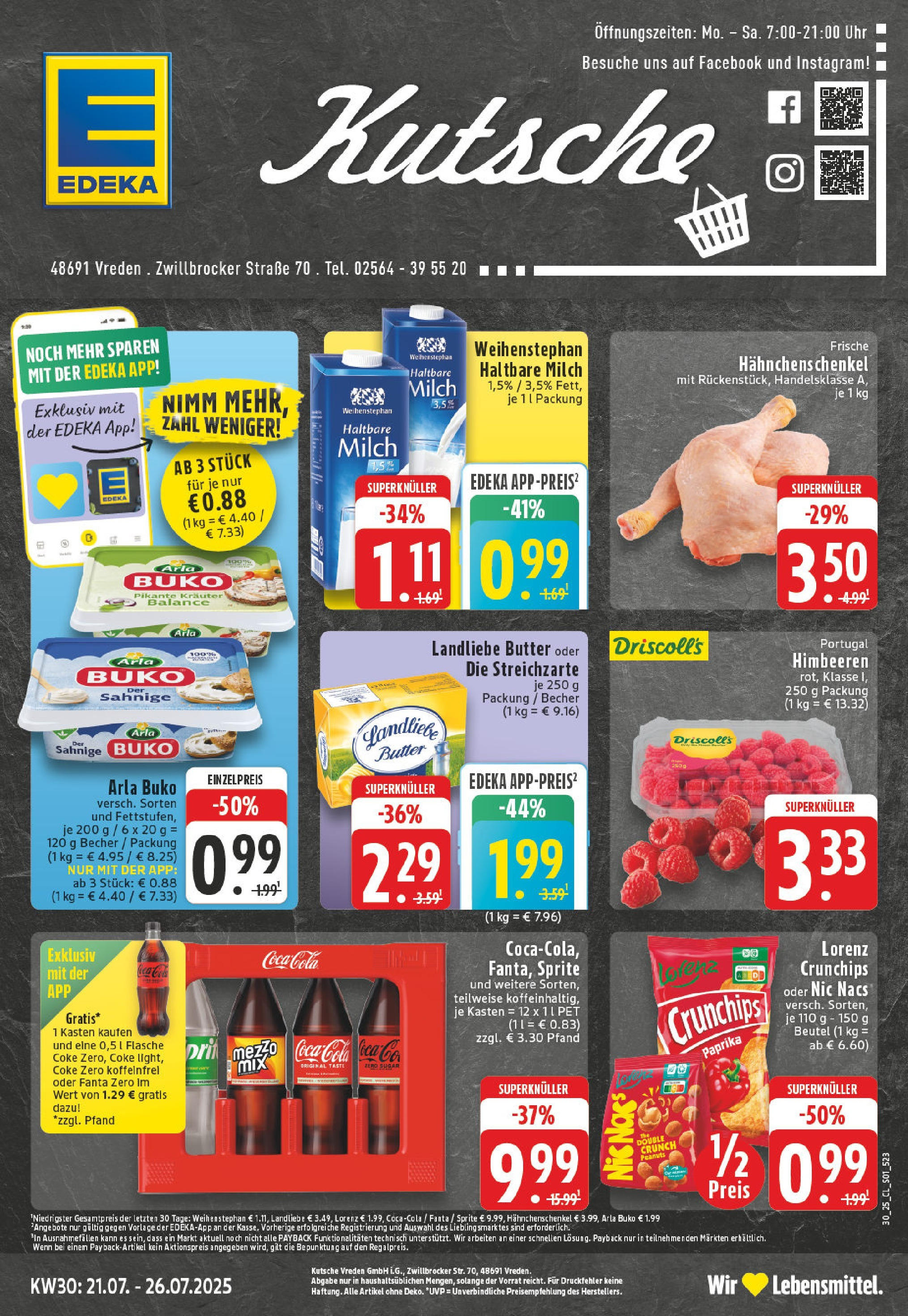 Edeka prospekt Vreden	 (ab 20.07.2025) » Angebote Online | Seite: 1 | Produkte: Sprite, Milch, Arla buko, Lorenz crunchips