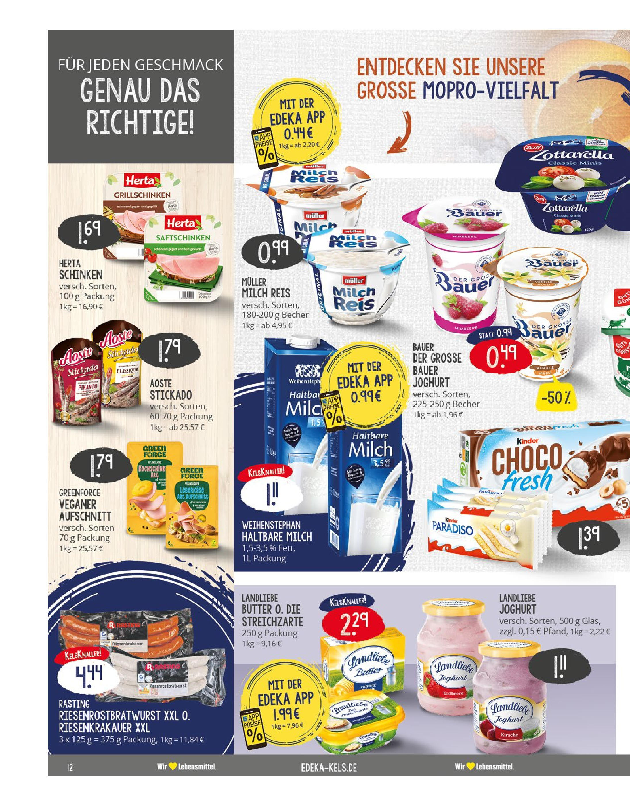 Edeka prospekt Essen	 (ab 20.07.2025) » Angebote Online | Seite: 12 | Produkte: Joghurt, Haltbare milch, Landliebe butter, Leberkase