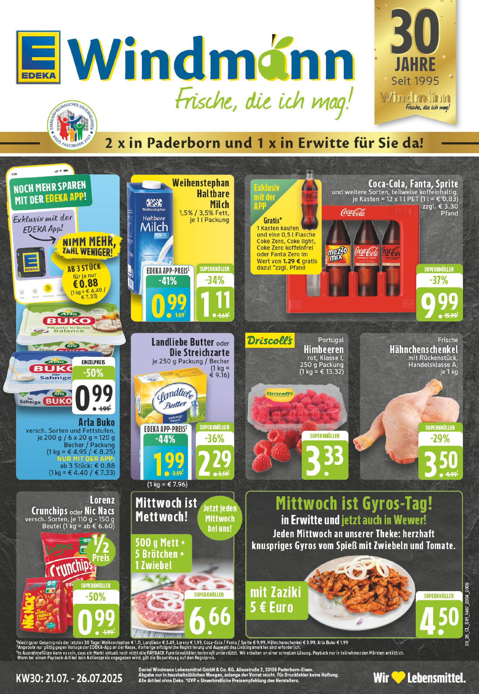 EDEKA Prospekt ab 20.07.2025 - Prospekt Erwitte Online Vorschau von dem Prospekt des Geschäftes Edeka, gültig ab dem 20.07.2025
