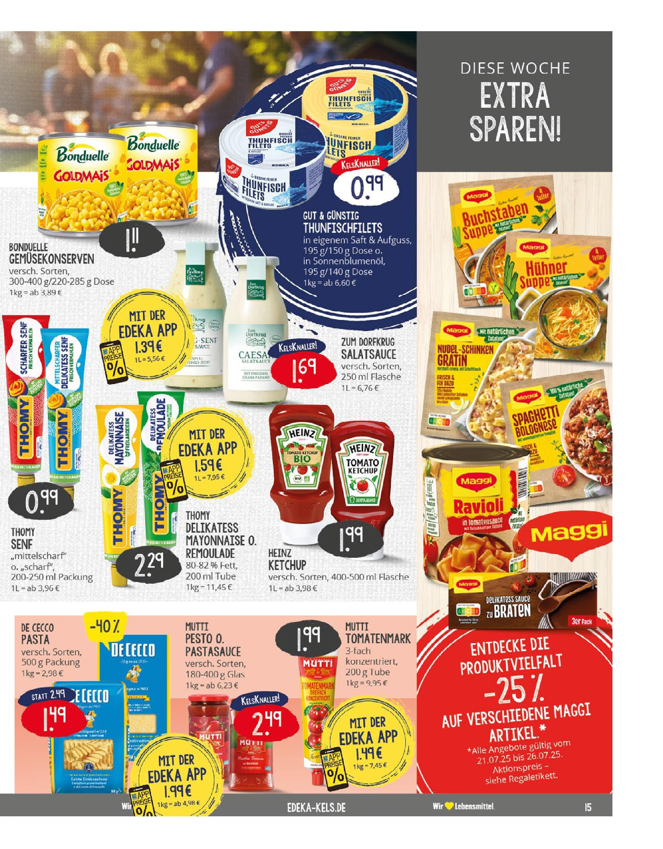 Edeka prospekt Essen	 (ab 20.07.2025) » Angebote Online | Seite: 15 | Produkte: Maggi, Thunfisch, Heinz ketchup, Pasta