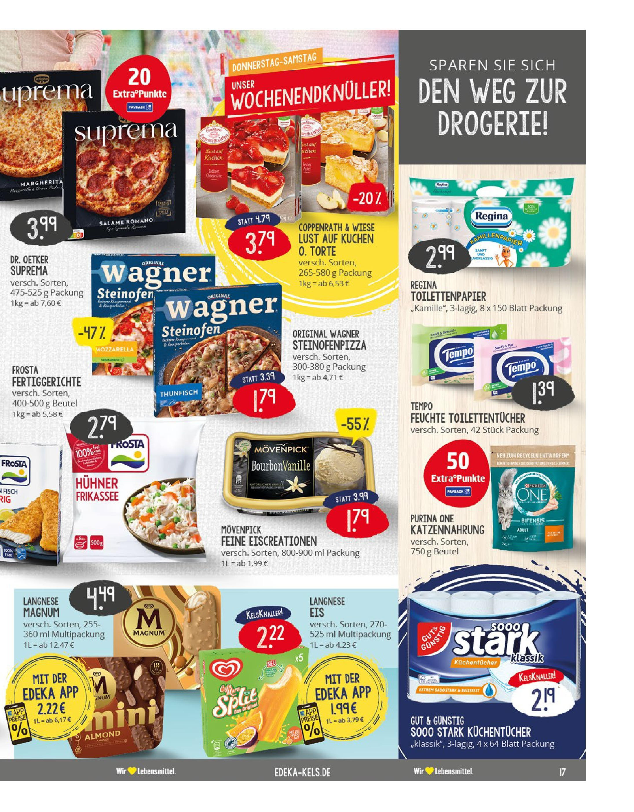 Edeka prospekt Essen	 (ab 20.07.2025) » Angebote Online | Seite: 17 | Produkte: Purina one, Langnese, Frosta, Tempo