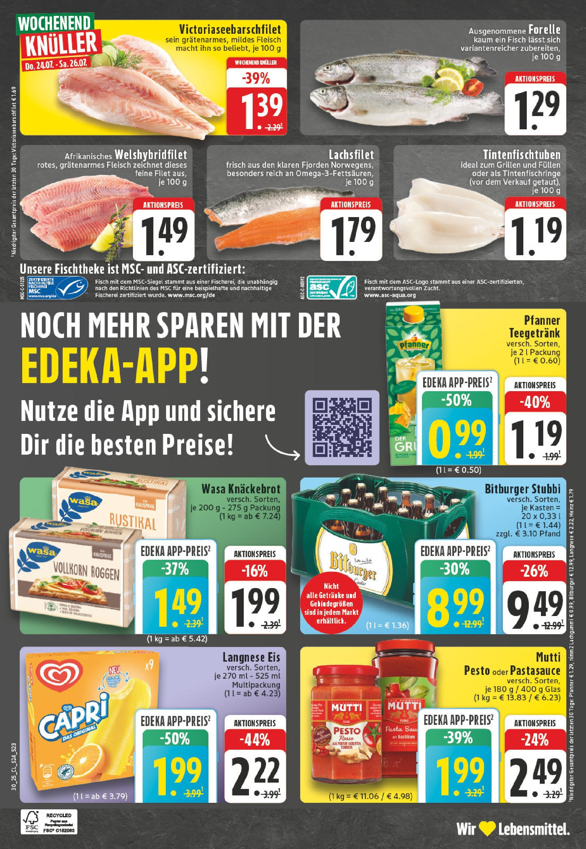 Edeka prospekt Vreden	 (ab 20.07.2025) » Angebote Online | Seite: 24 | Produkte: Fisch, Zitrone, Wasa knackebrot, Pasta