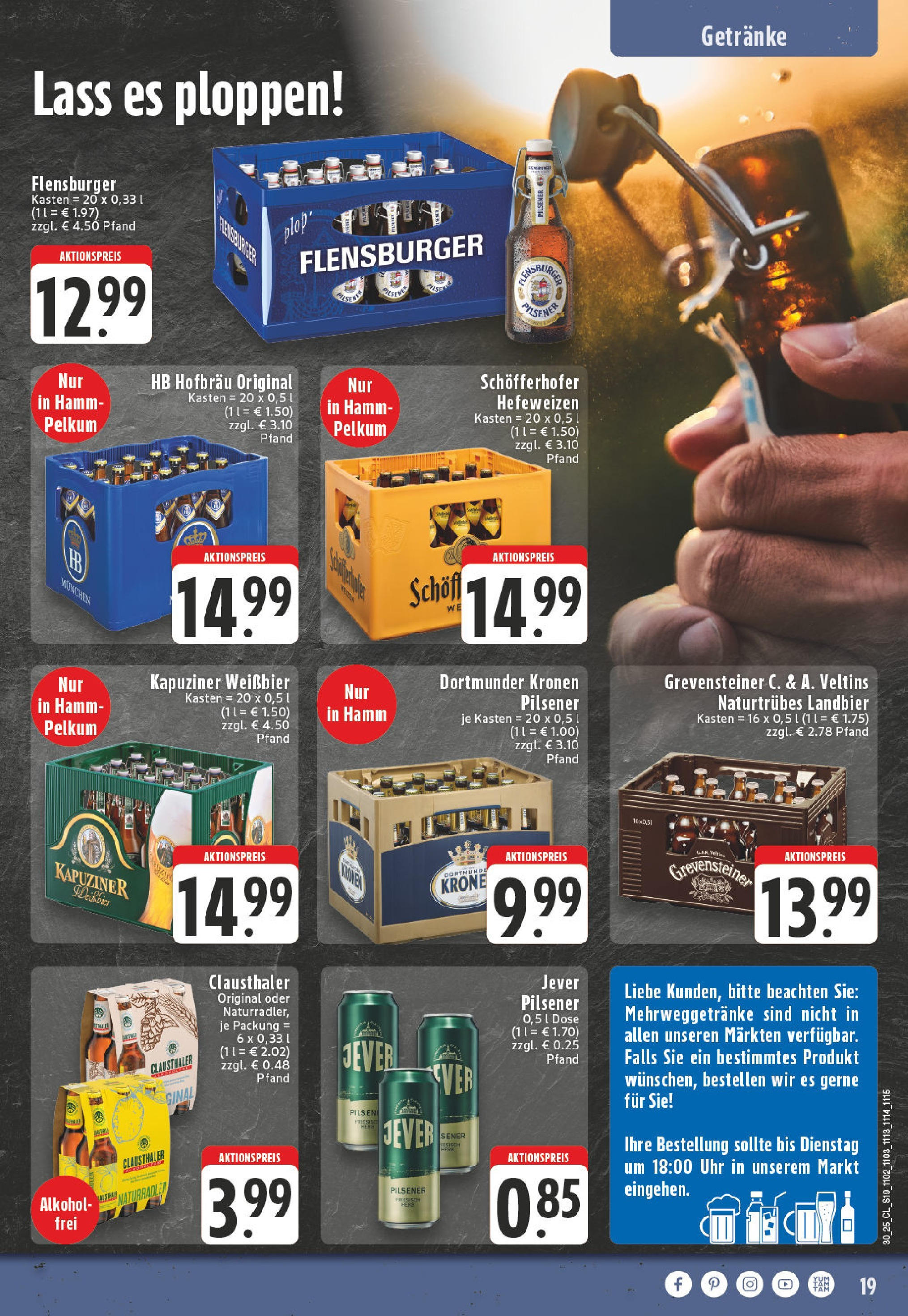Edeka prospekt Hamm (ab 20.07.2025) » Angebote Online | Seite: 19 | Produkte: Flensburger, Jever, Uhr, Veltins Edeka prospekt Hamm (ab 20.07.2025) » Angebote Online | Seite: 19 | Produkte: Flensburger, Jever, Uhr, Veltins