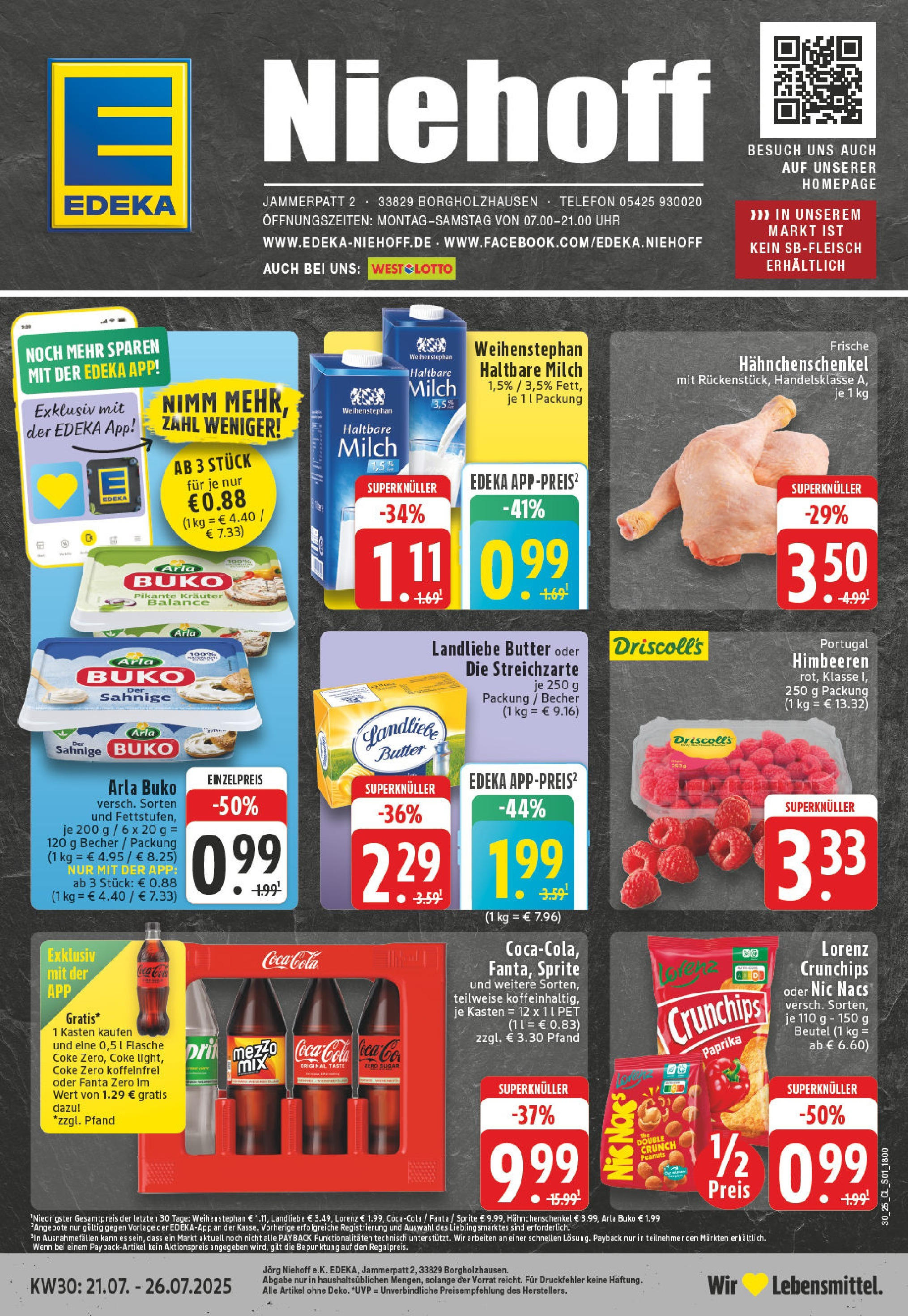Edeka prospekt Borgholzhausen	 (ab 20.07.2025) » Angebote Online | Seite: 1 | Produkte: Sprite, Cola, Milch, Telefon