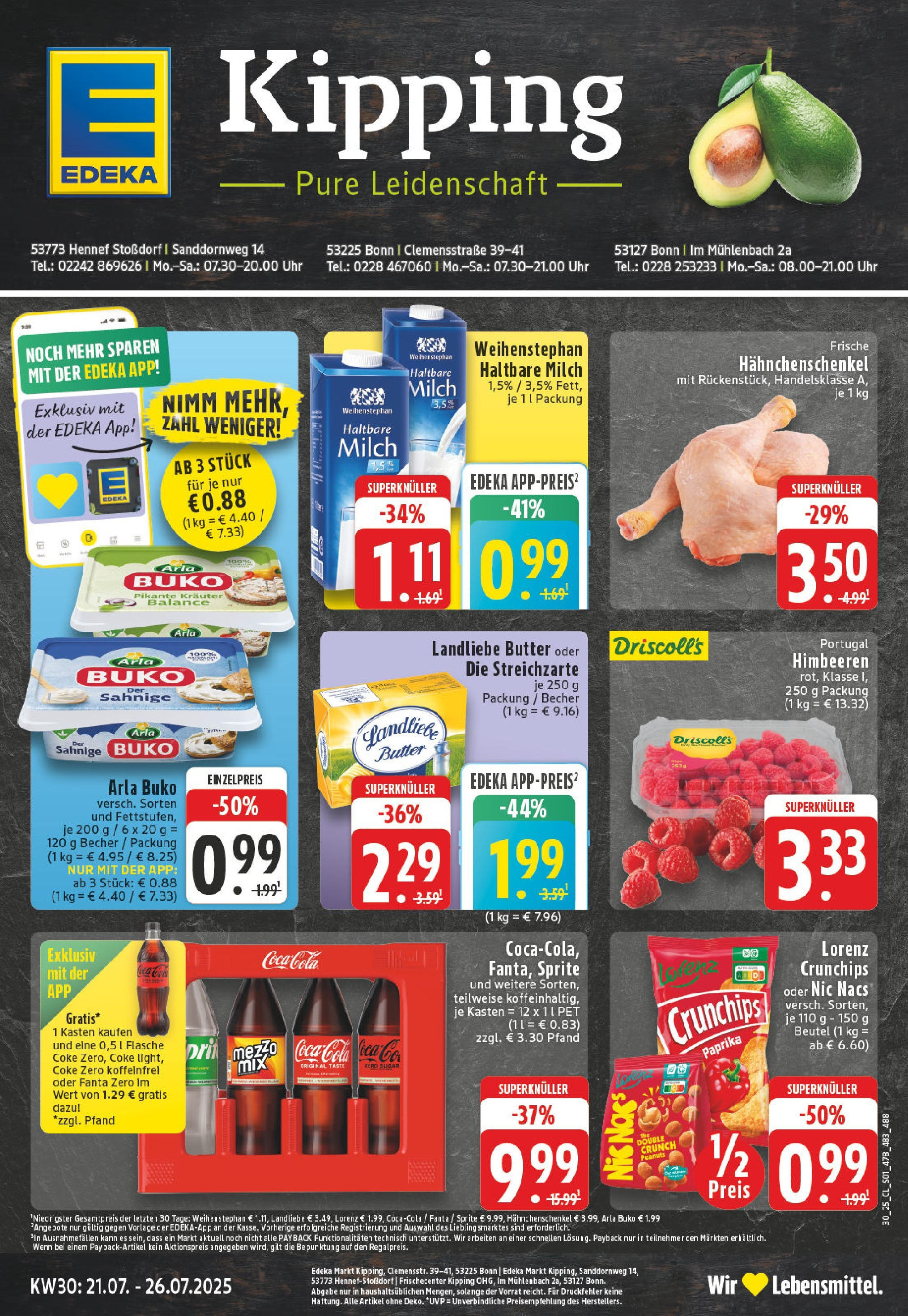 Edeka prospekt Hennef - Stossdorf	 (ab 20.07.2025) » Angebote Online | Seite: 1 | Produkte: Milch, Haltbare milch, Landliebe butter, Paprika