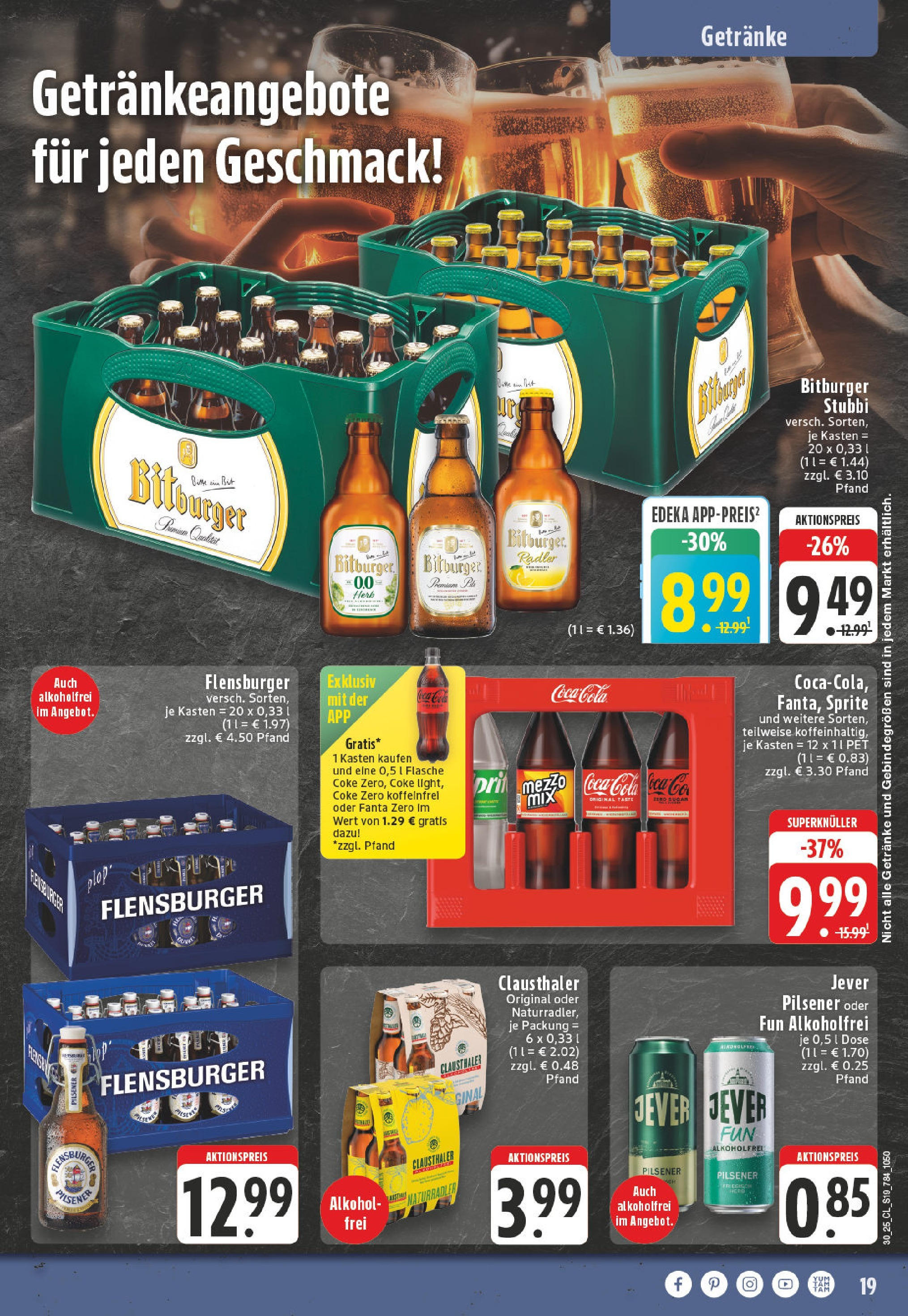 Edeka prospekt Alsdorf	 (ab 20.07.2025) » Angebote Online | Seite: 19 | Produkte: Bitburger, Coca cola, Sprite, Cola