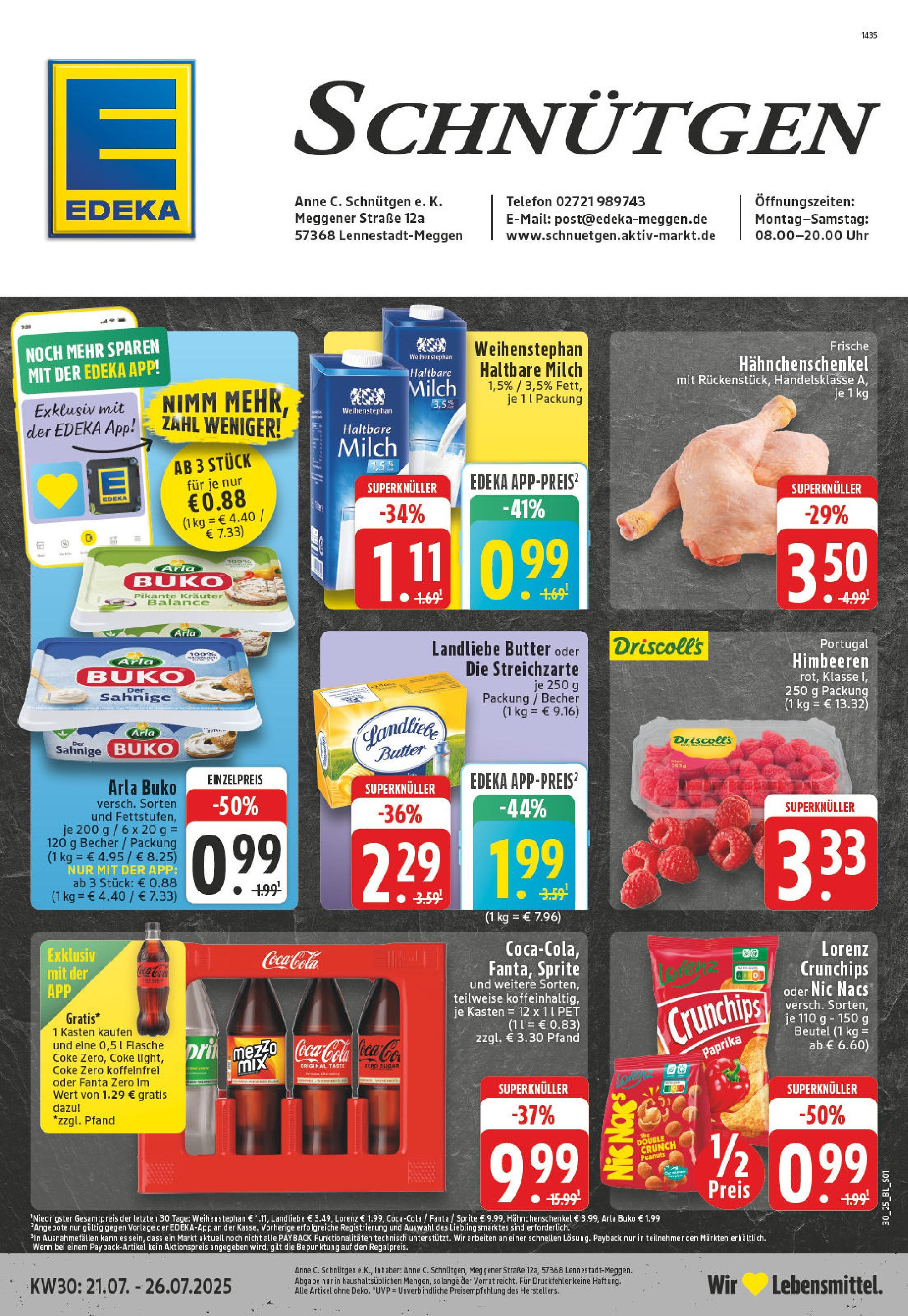 Edeka prospekt Lennestadt (ab 20.07.2025) » Angebote Online | Seite: 1 | Produkte: Coca cola, Sprite, Butter, Telefon Edeka prospekt Lennestadt (ab 20.07.2025) » Angebote Online | Seite: 1 | Produkte: Coca cola, Sprite, Butter, Telefon
