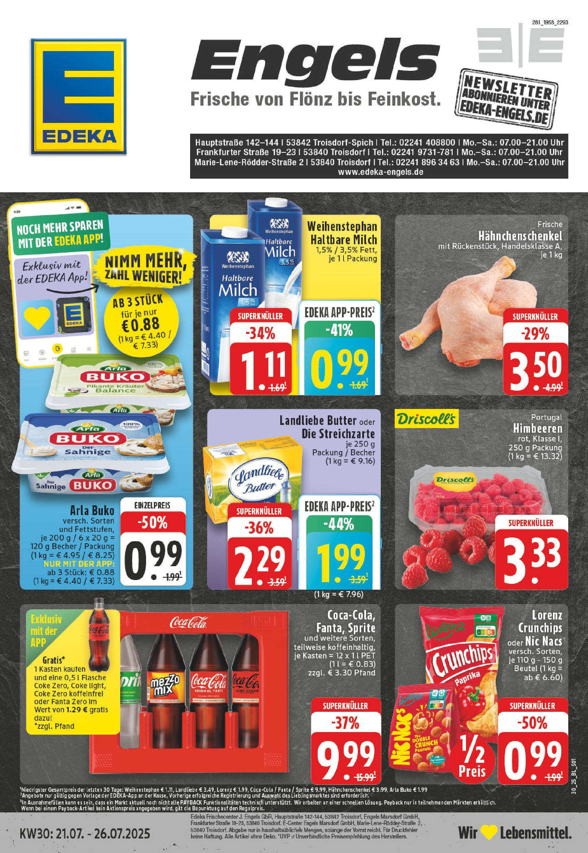 Edeka prospekt Troisdorf-Spich	 (ab 20.07.2025) » Angebote Online | Seite: 1 | Produkte: Sprite, Butter, Haltbare milch, Chips