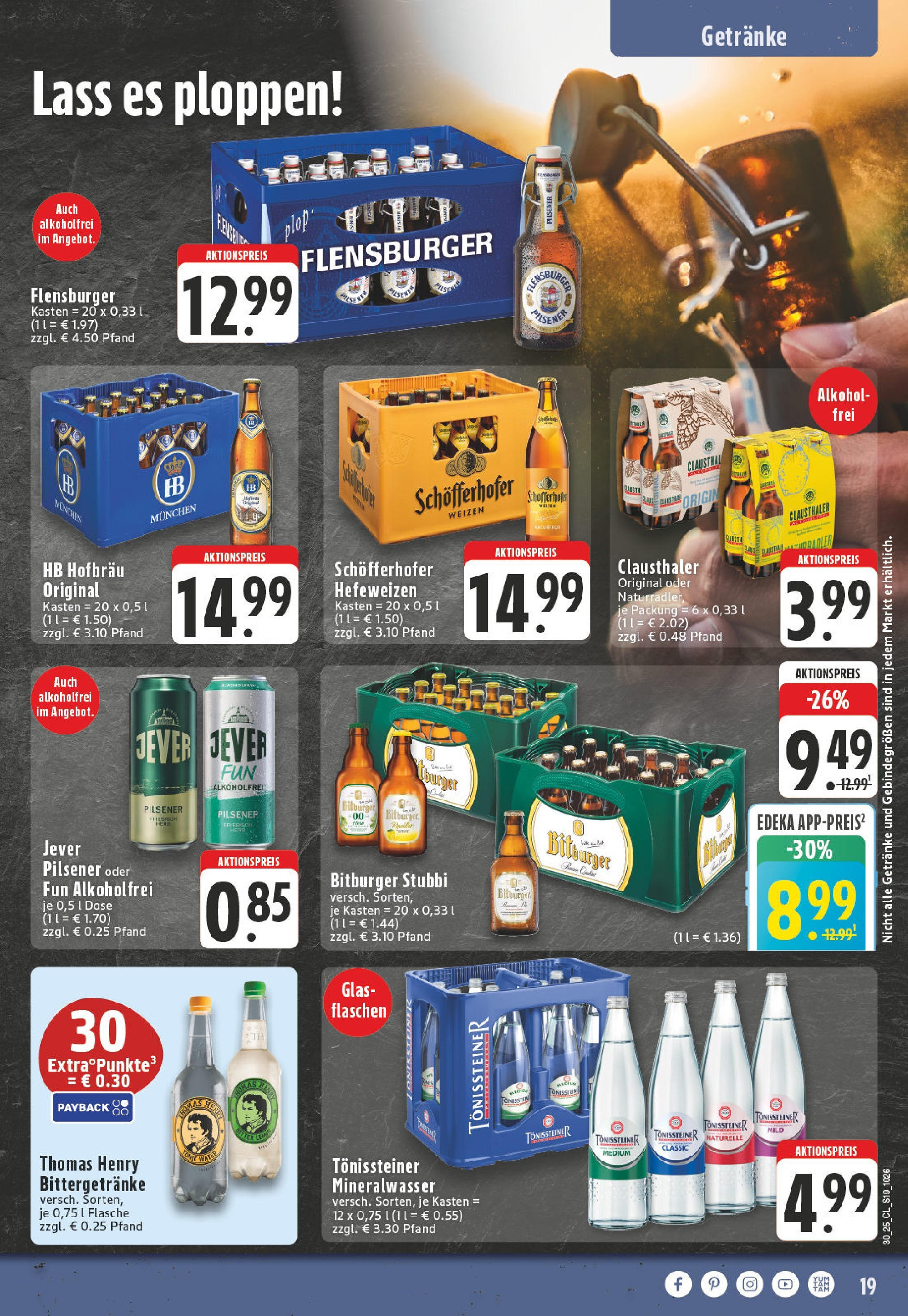 Edeka prospekt Koblenz	 (ab 20.07.2025) » Angebote Online | Seite: 19 | Produkte: Bitburger, Mineralwasser, Flensburger, Jever