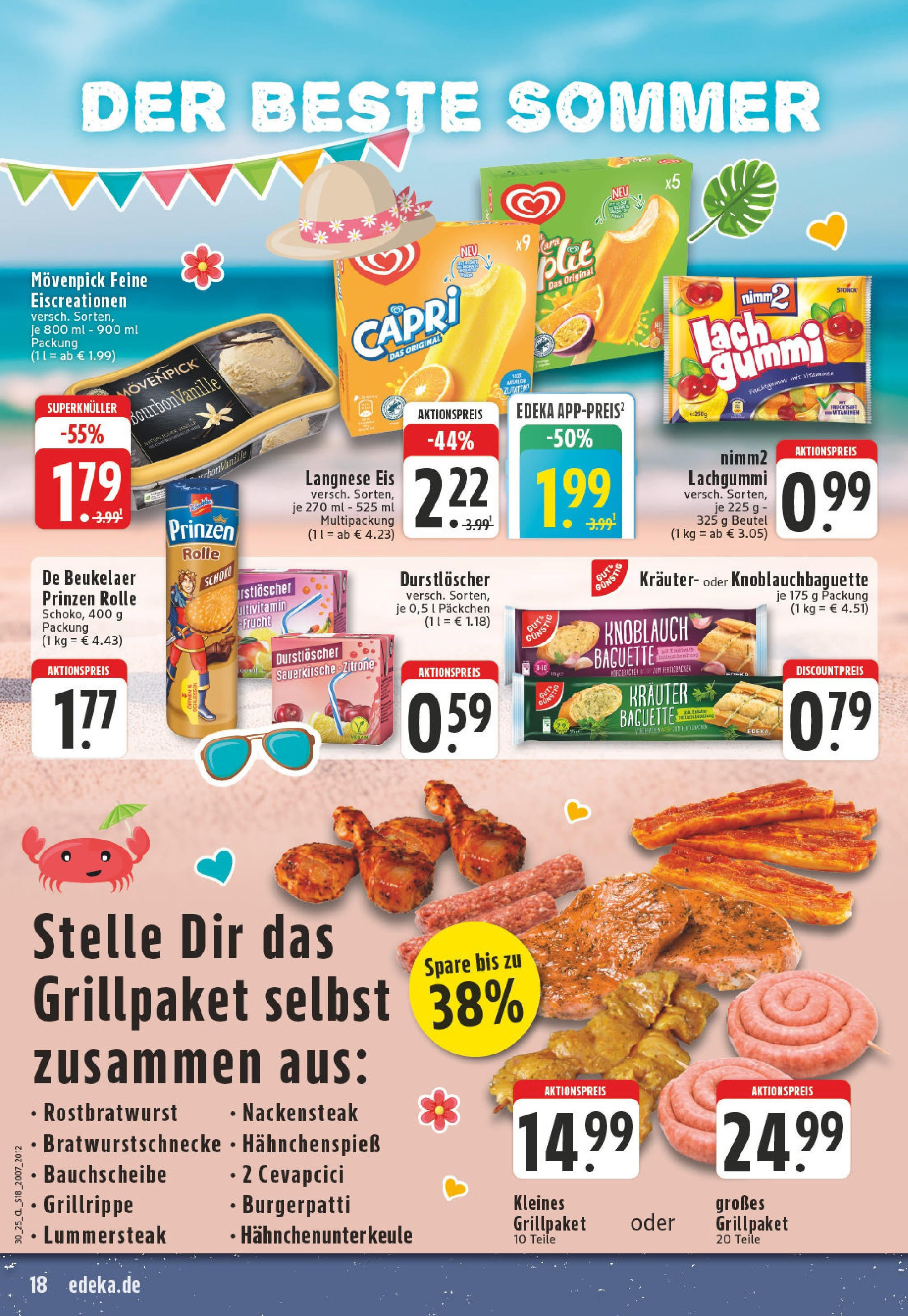 Edeka prospekt Krefeld	 (ab 20.07.2025) » Angebote Online | Seite: 18 | Produkte: Grill, Durstloscher, Bourbon, Eis