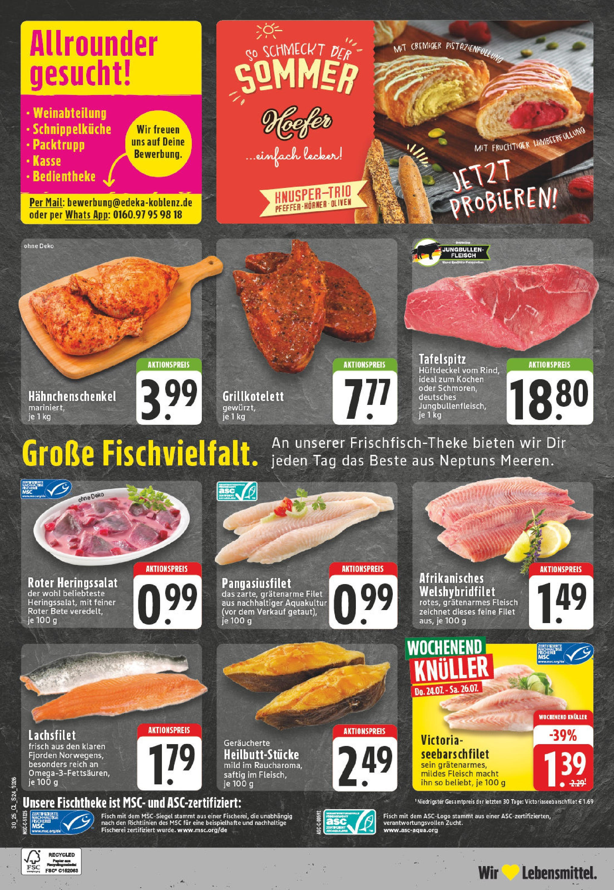 Edeka prospekt Koblenz	 (ab 20.07.2025) » Angebote Online | Seite: 24 | Produkte: Hahnchenschenkel, Fisch, Pfeffer, Fleisch