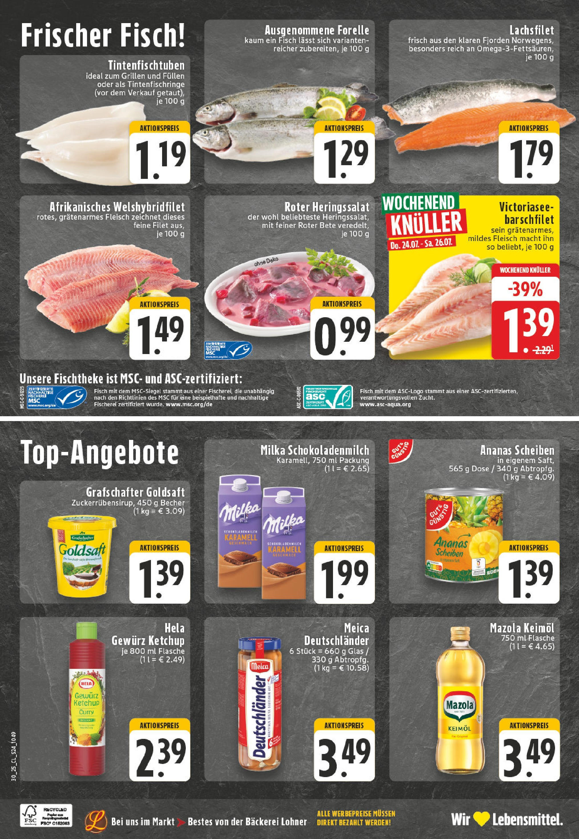 Edeka prospekt Kempenich	 (ab 20.07.2025) » Angebote Online | Seite: 24 | Produkte: Bäckerei, Milka, Fisch, Fleisch