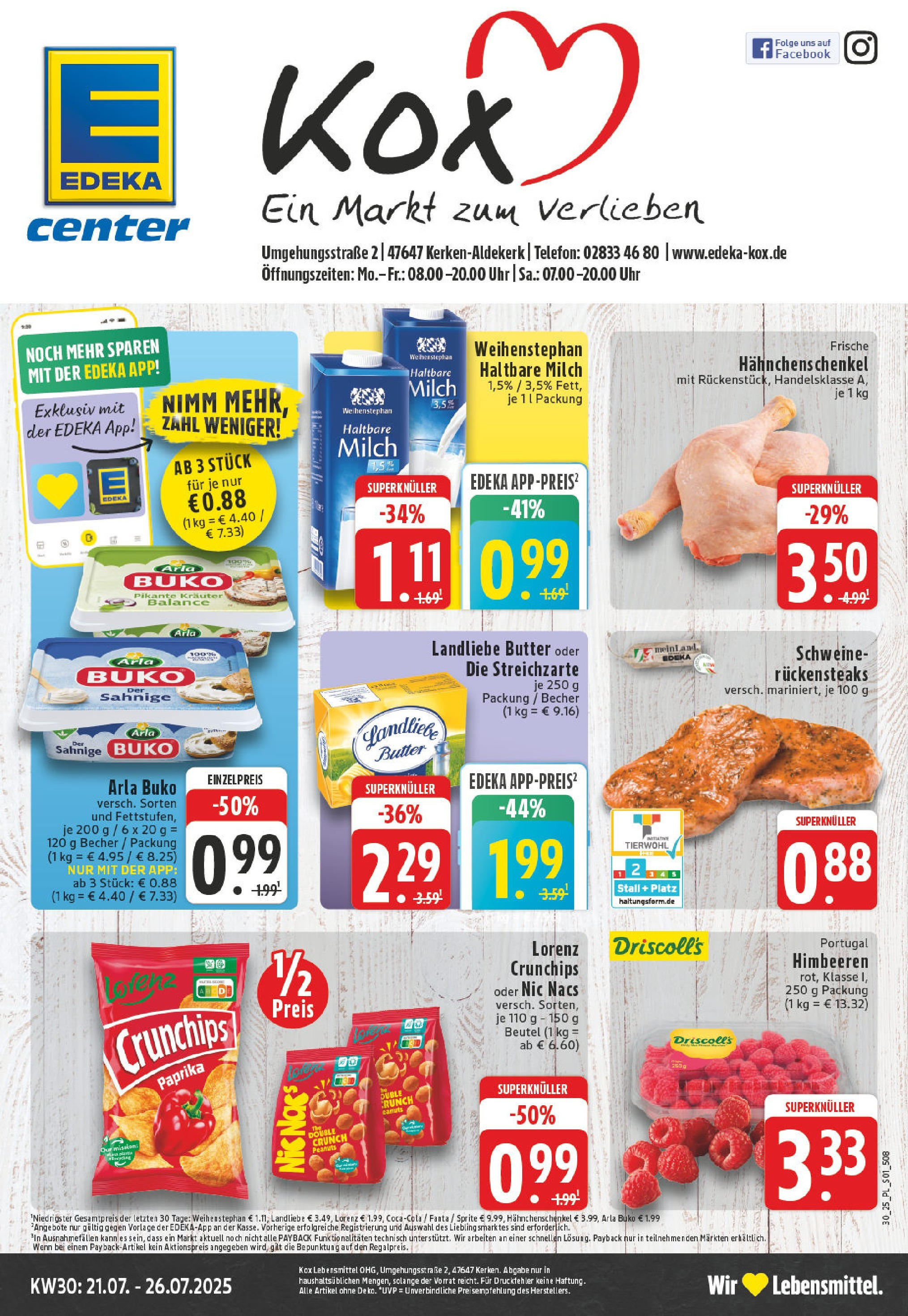 EDEKA Prospekt ab 20.07.2025 - Prospekt Kerken-Aldekerk Online Vorschau von dem Prospekt des Geschäftes Edeka, gültig ab dem 20.07.2025
