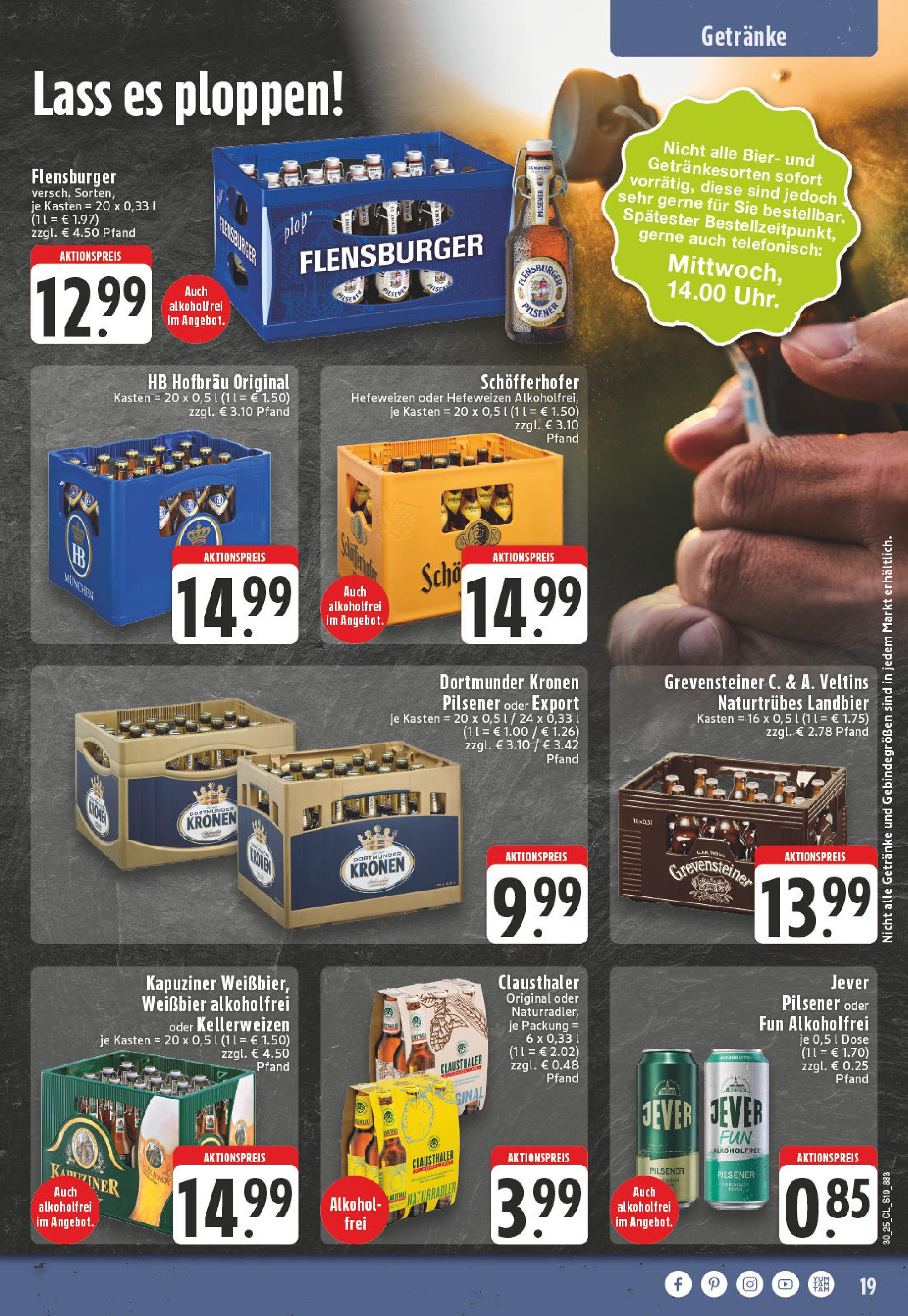 Edeka prospekt Erkelenz	 (ab 20.07.2025) » Angebote Online | Seite: 19 | Produkte: Bier, Flensburger, Jever, Veltins