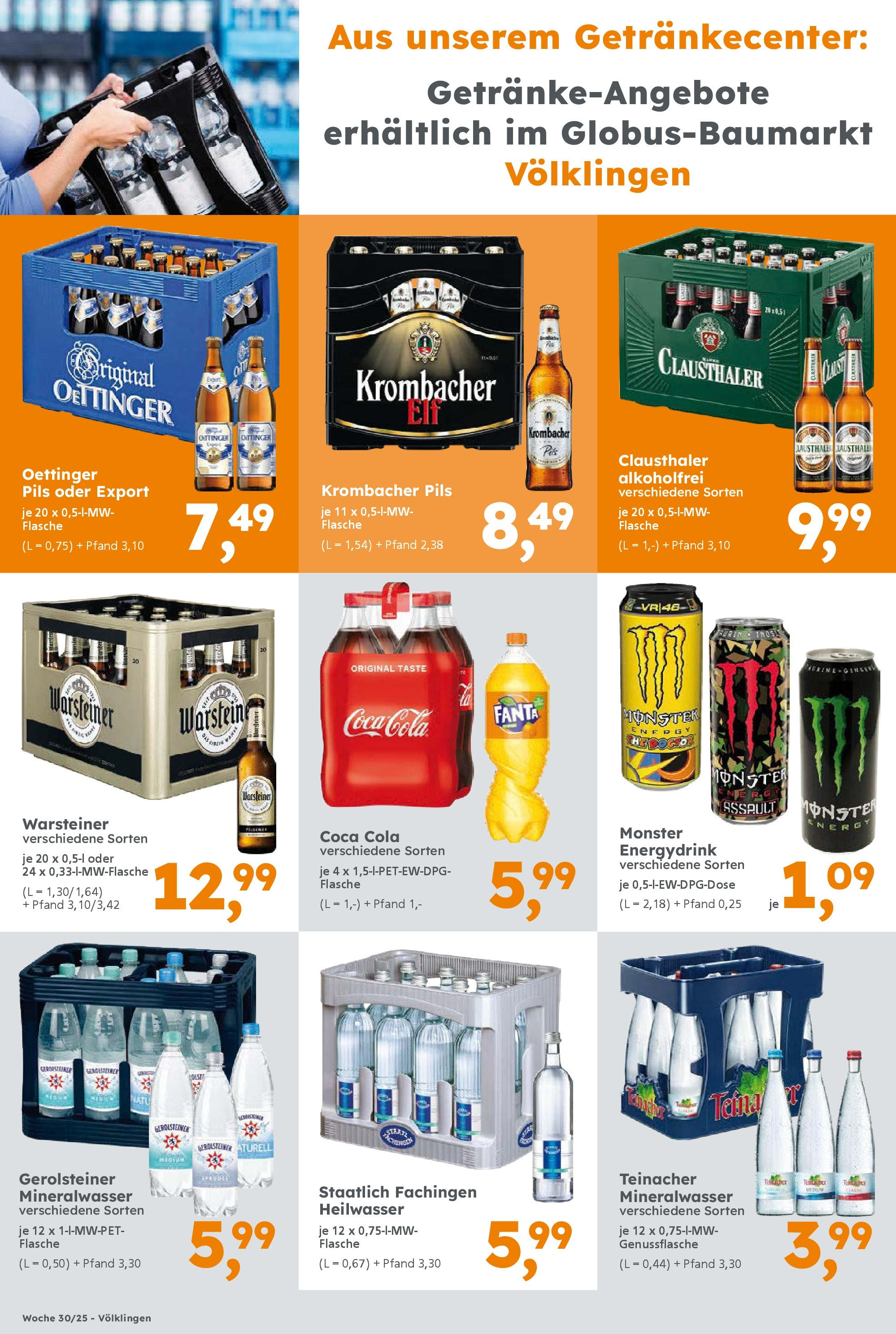 Globus Baumarkt prospekt Völklingen	 (ab 20.07.2025) zum Blättern | Seite: 10 | Produkte: Coca cola, Oettinger, Warsteiner, Krombacher