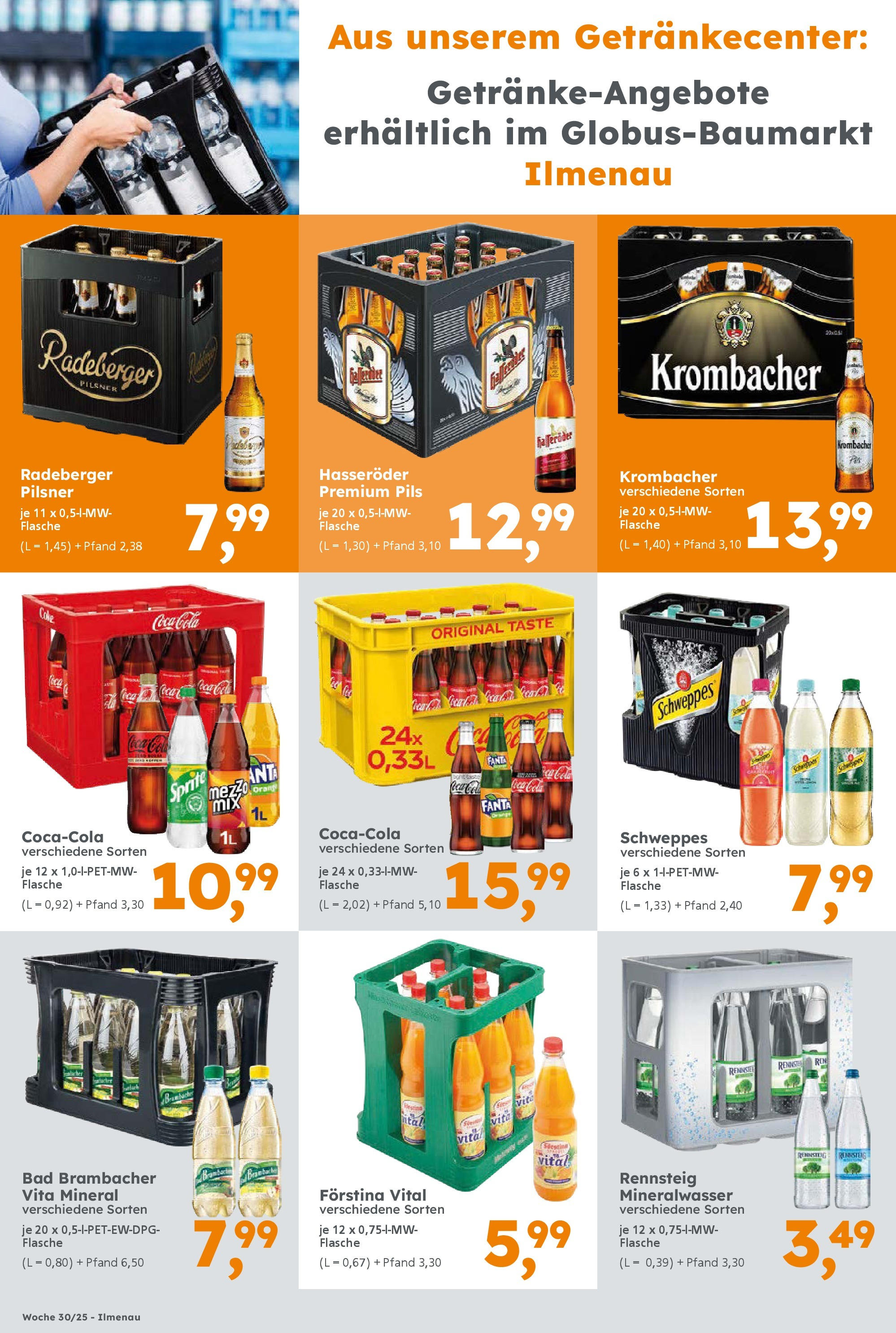 Globus Baumarkt prospekt Ilmenau	 (ab 20.07.2025) zum Blättern | Seite: 10 | Produkte: Coca cola, Fanta, Pils, Krombacher