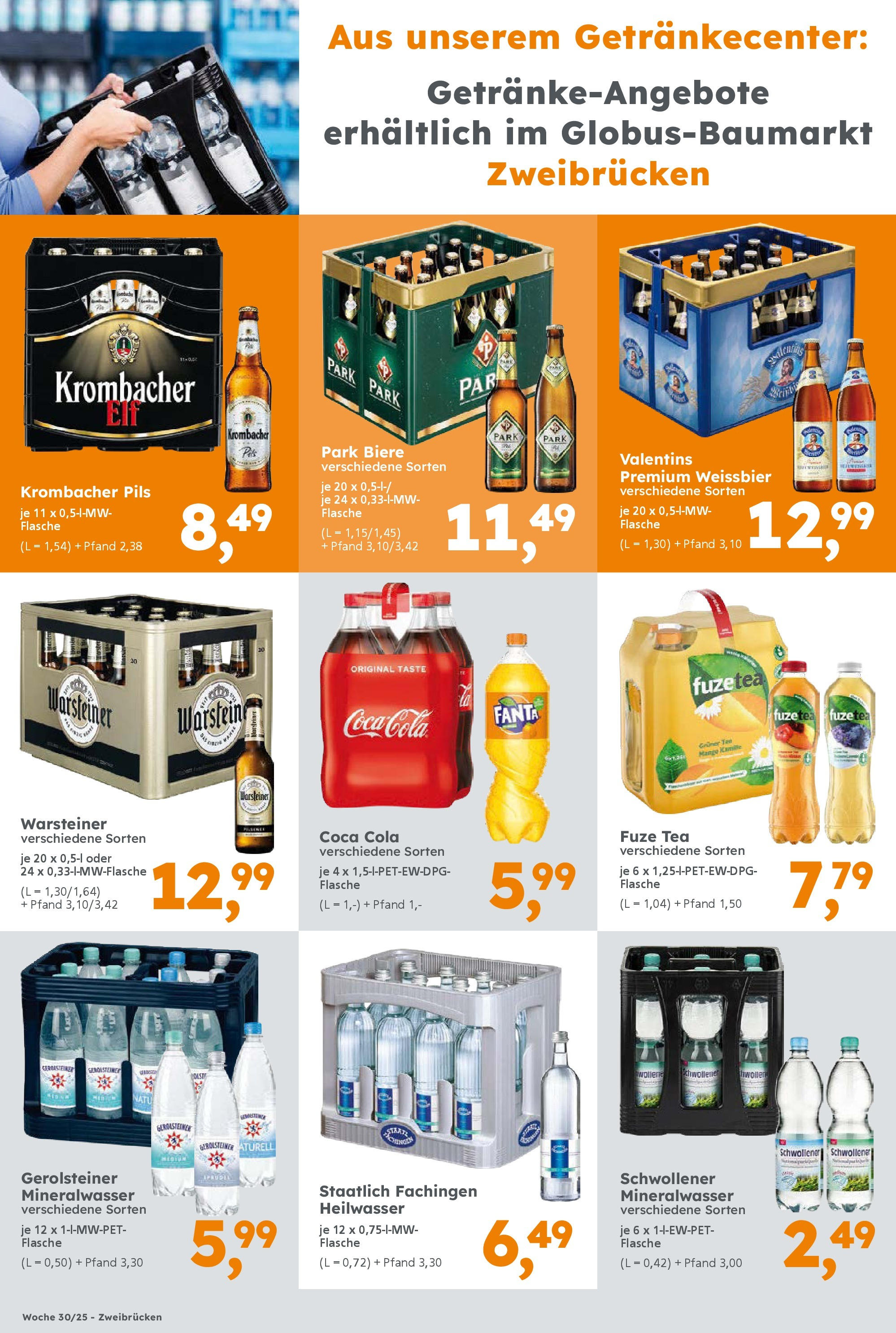 Globus Baumarkt prospekt Zweibrücken	 (ab 20.07.2025) zum Blättern | Seite: 10 | Produkte: Coca cola, Cola, Tee, Gerolsteiner