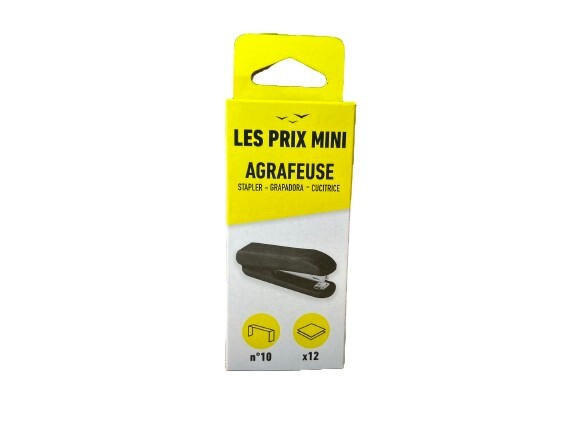 Agrafeuse de bureau noir - capacité de 12 feuilles - agrafes n°10