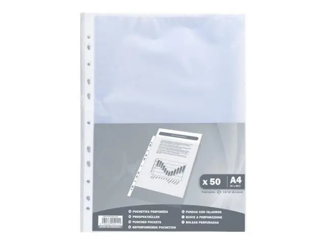 50 Pochettes perforées - A4 - grainées - 4/100