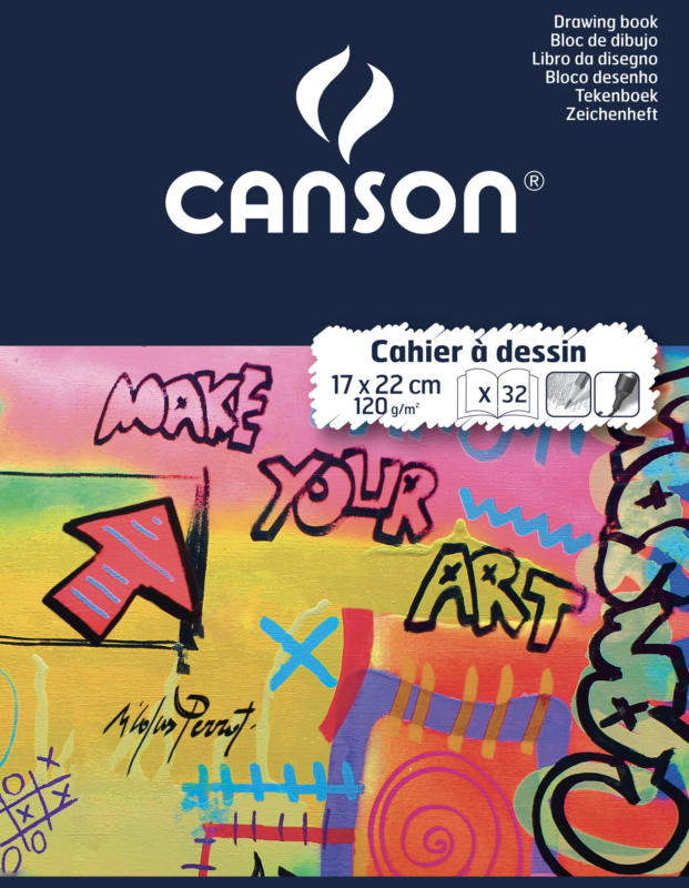 Cahier à dessin 17 x 22 cm - 32 pages - 120g - blanc