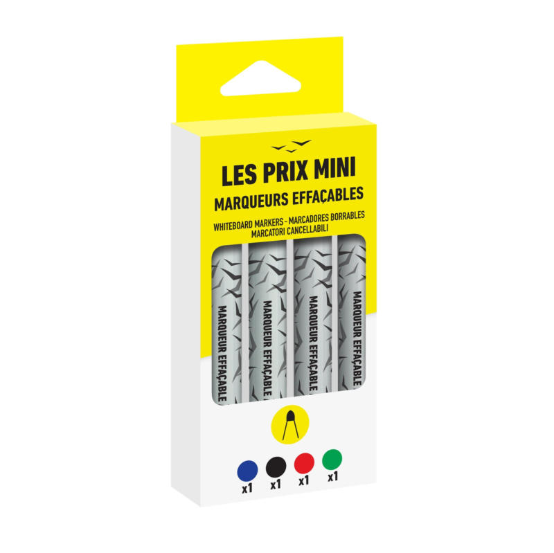 Pack de 4 Marqueurs effaçables - couleurs assorties - pointe large