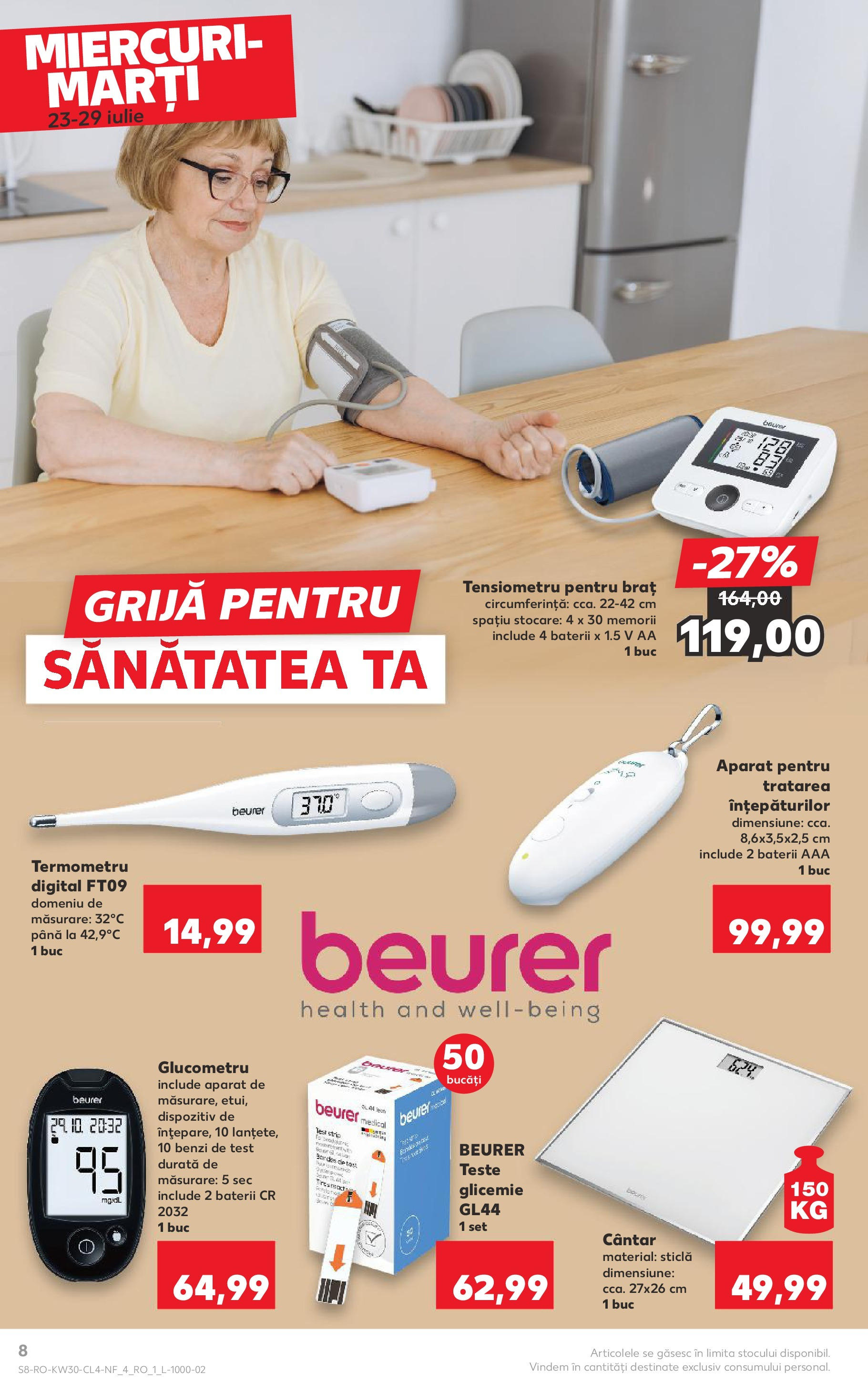 Catalog Kaufland - Pitești 23.07.2025 - Revista si Oferta | Pagină: 8 | Produse: Tensiometru, Monitor, Cântar, Baterii
