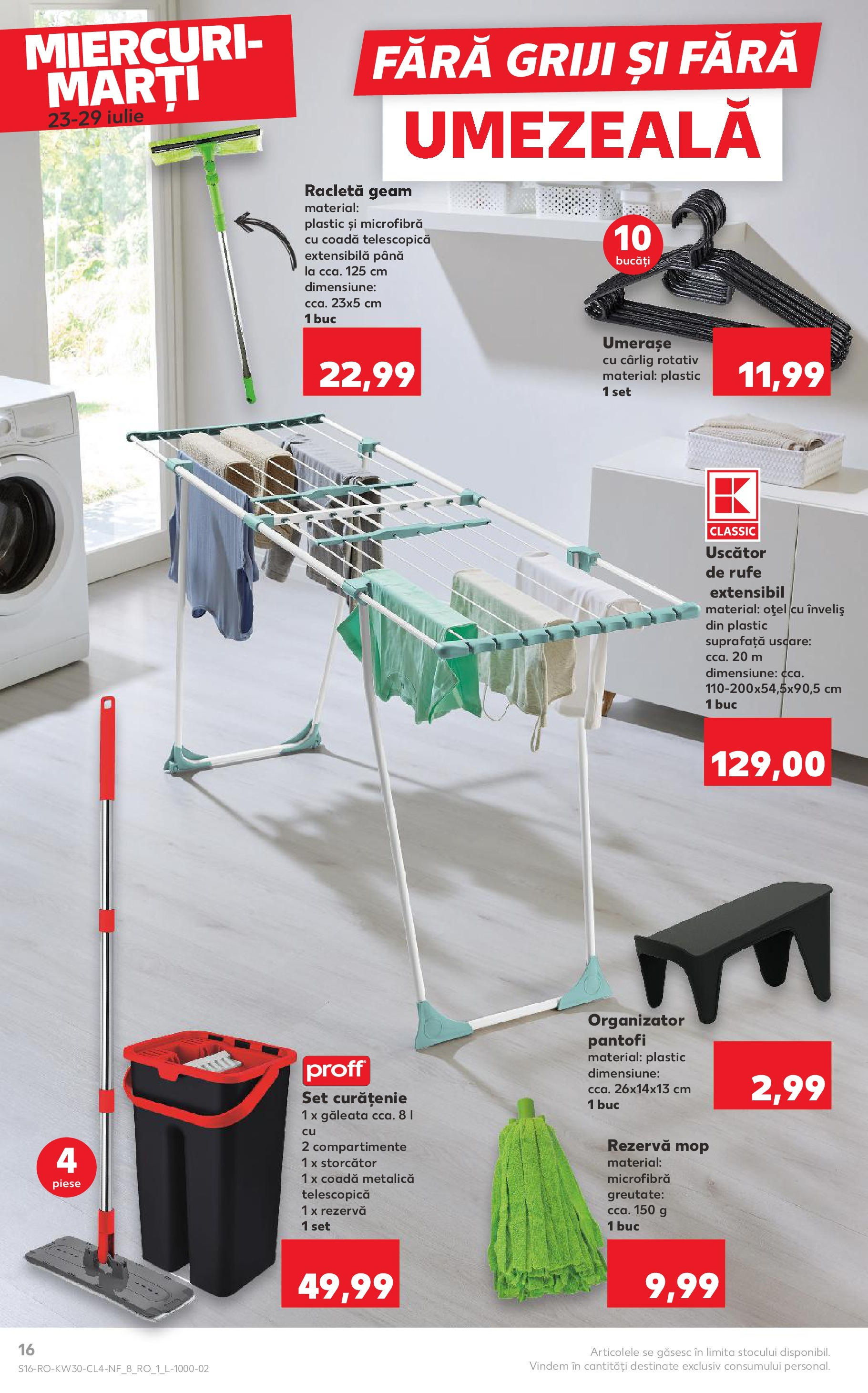 Catalog Kaufland - Pitești 23.07.2025 - Revista si Oferta | Pagină: 16 | Produse: Uscător, Pantofi, Storcător, Mop