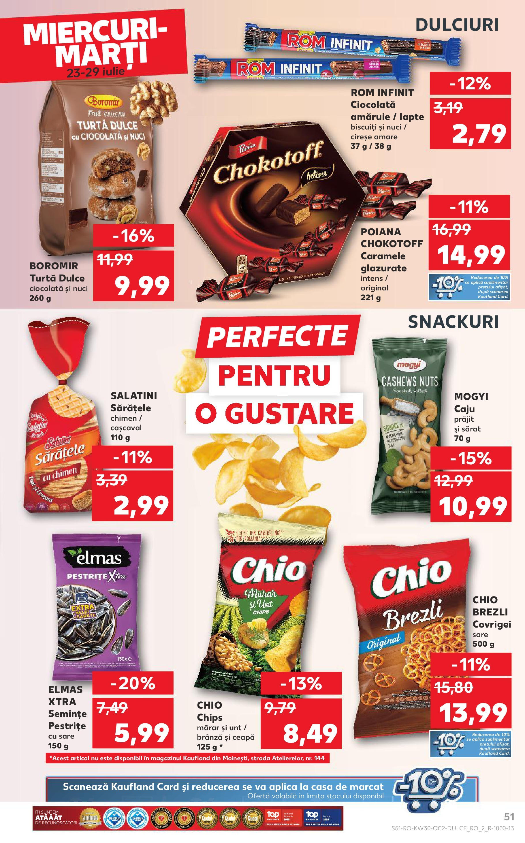Catalog Kaufland - Galați 22.07.2025 - Revista si Oferta | Pagină: 51 | Produse: Cașcaval, Covrigei, Lapte, Ciocolată