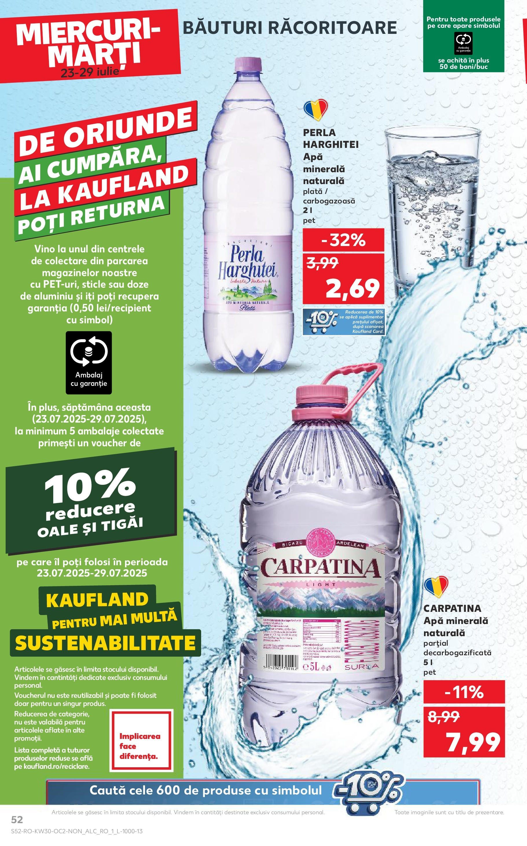 Catalog Kaufland - Galați 22.07.2025 - Revista si Oferta | Pagină: 52 | Produse: Yazı tahtası kalemi, Apă
