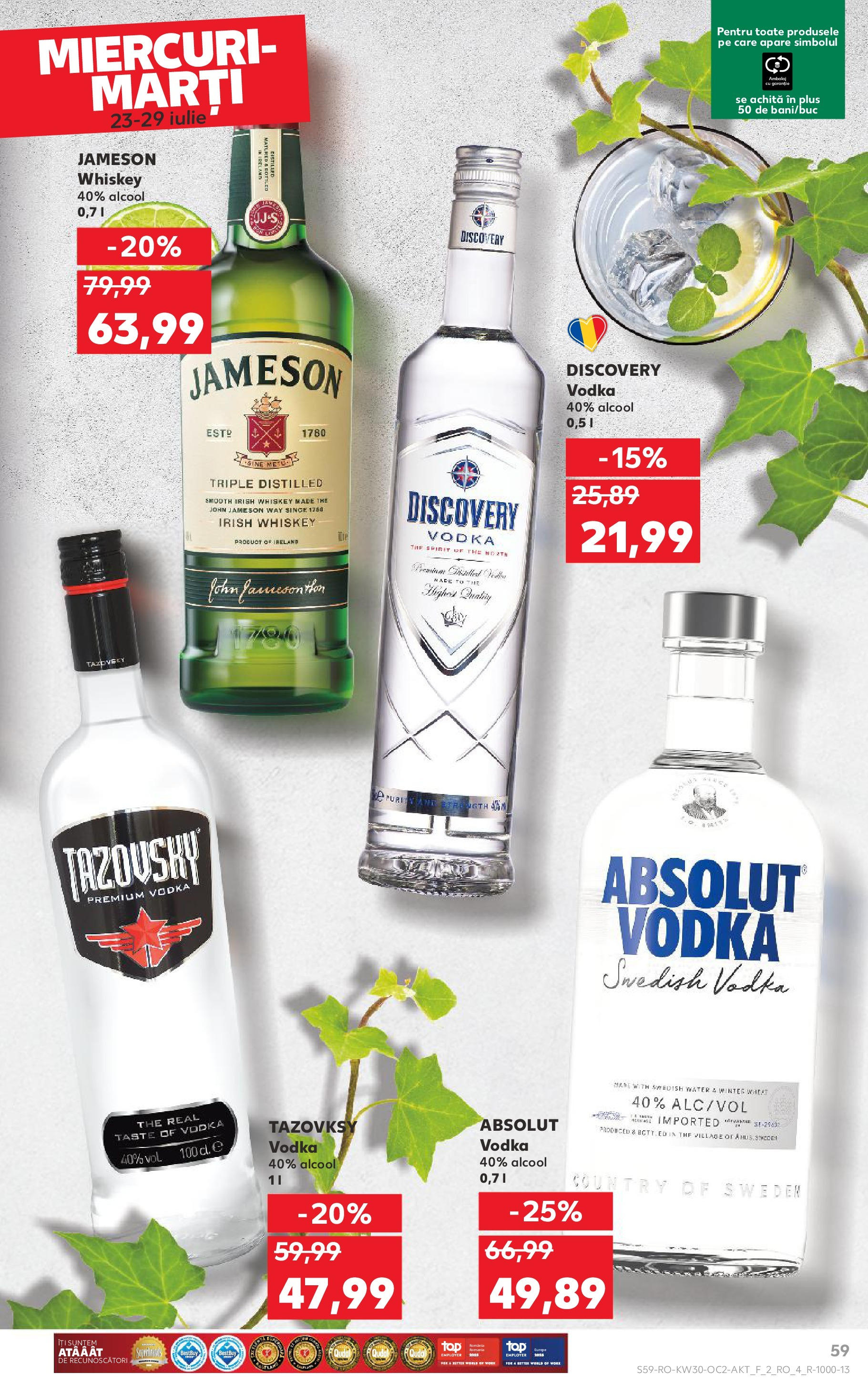 Catalog Kaufland - Galați 22.07.2025 - Revista si Oferta | Pagină: 59 | Produse: Vodka, Whiskey
