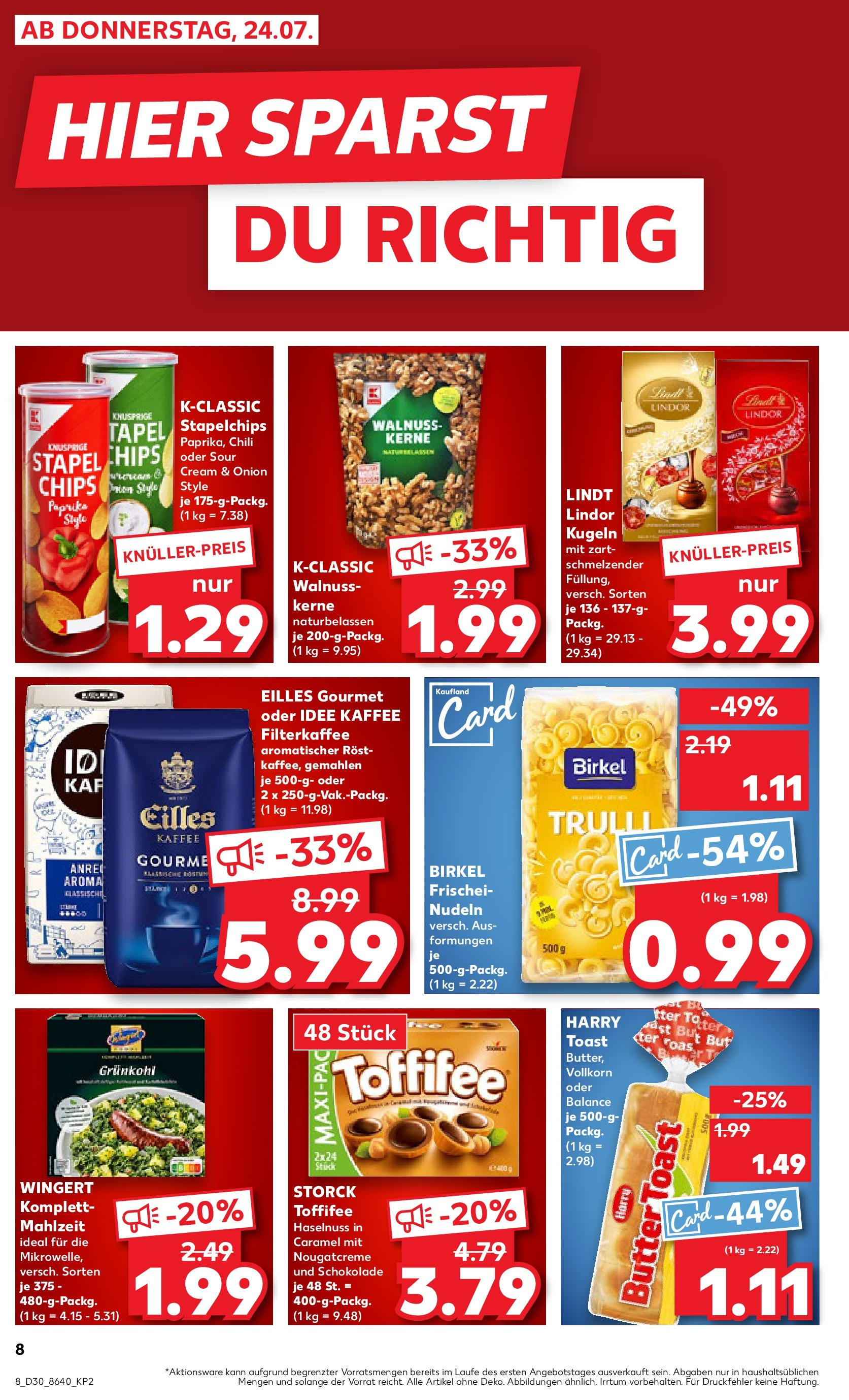 Prospekt Kaufland ab 24.07.2025 » Angebote und Werbung Online | Seite: 8 | Produkte: Toast, Chili, Pasta, Lindt Prospekt Kaufland ab 24.07.2025 » Angebote Online zum Blättern | Seite: 8 | Produkte: Toast, Chili, Pasta, Lindt