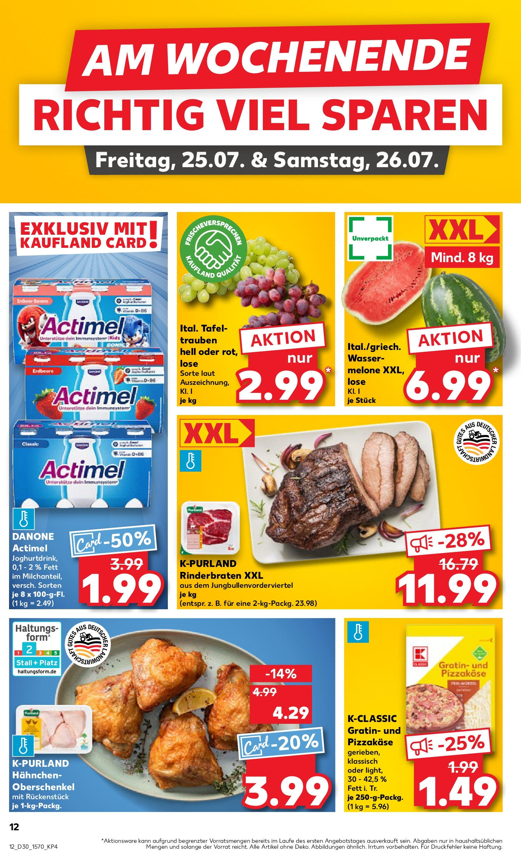 Prospekt Kaufland ab 24.07.2025 » Angebote und Werbung Online | Seite: 12 | Produkte: Rinderbraten, Actimel, Wasser, Melone Prospekt Kaufland ab 24.07.2025 » Angebote Online zum Blättern | Seite: 12 | Produkte: Rinderbraten, Actimel, Wasser, Melone