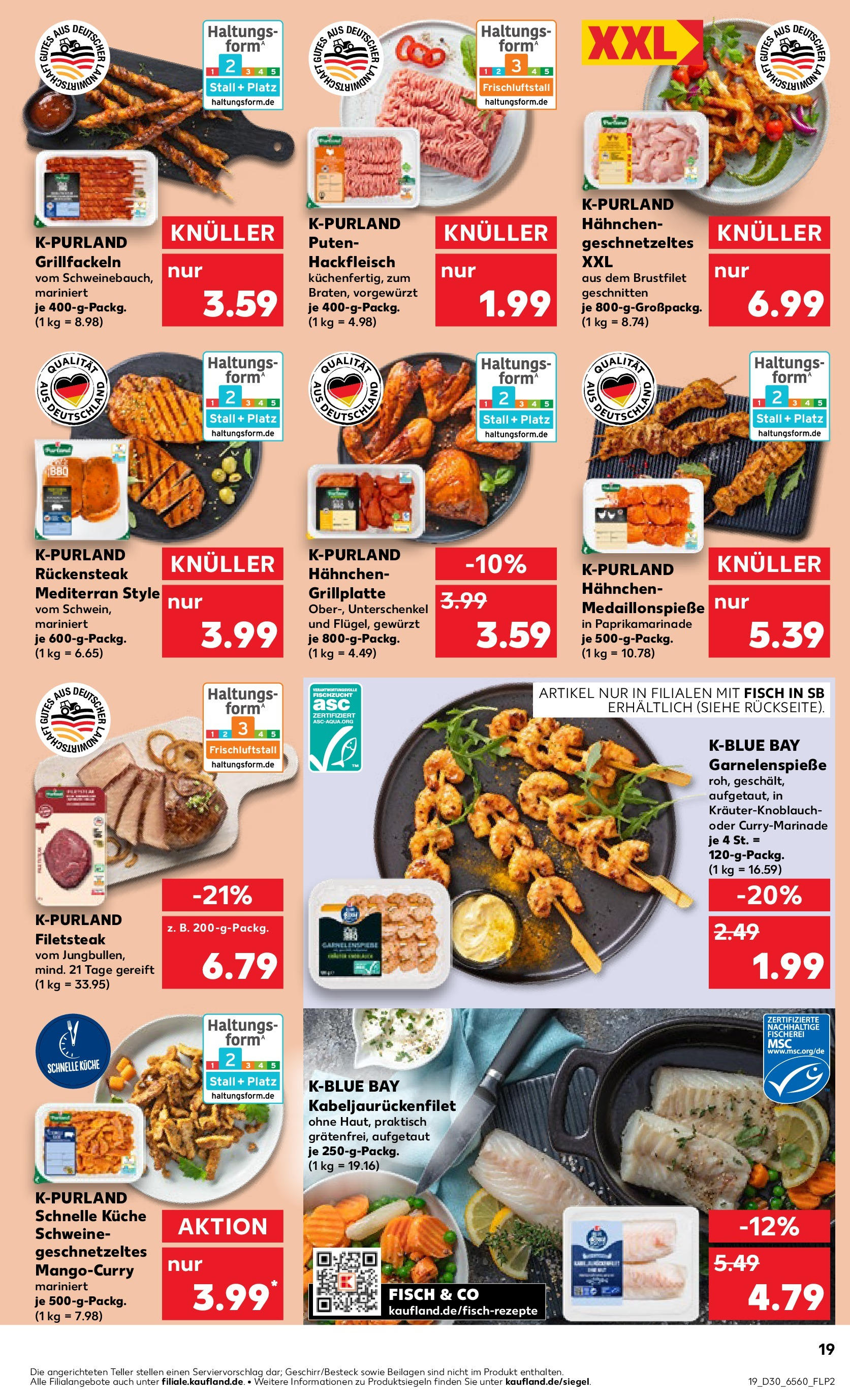 Prospekt Kaufland ab 24.07.2025 » Angebote und Werbung Online | Seite: 19 | Produkte: Hahnchen, Küche, Fisch, Hackfleisch Prospekt Kaufland ab 24.07.2025 » Angebote Online zum Blättern | Seite: 19 | Produkte: Hahnchen, Küche, Fisch, Hackfleisch