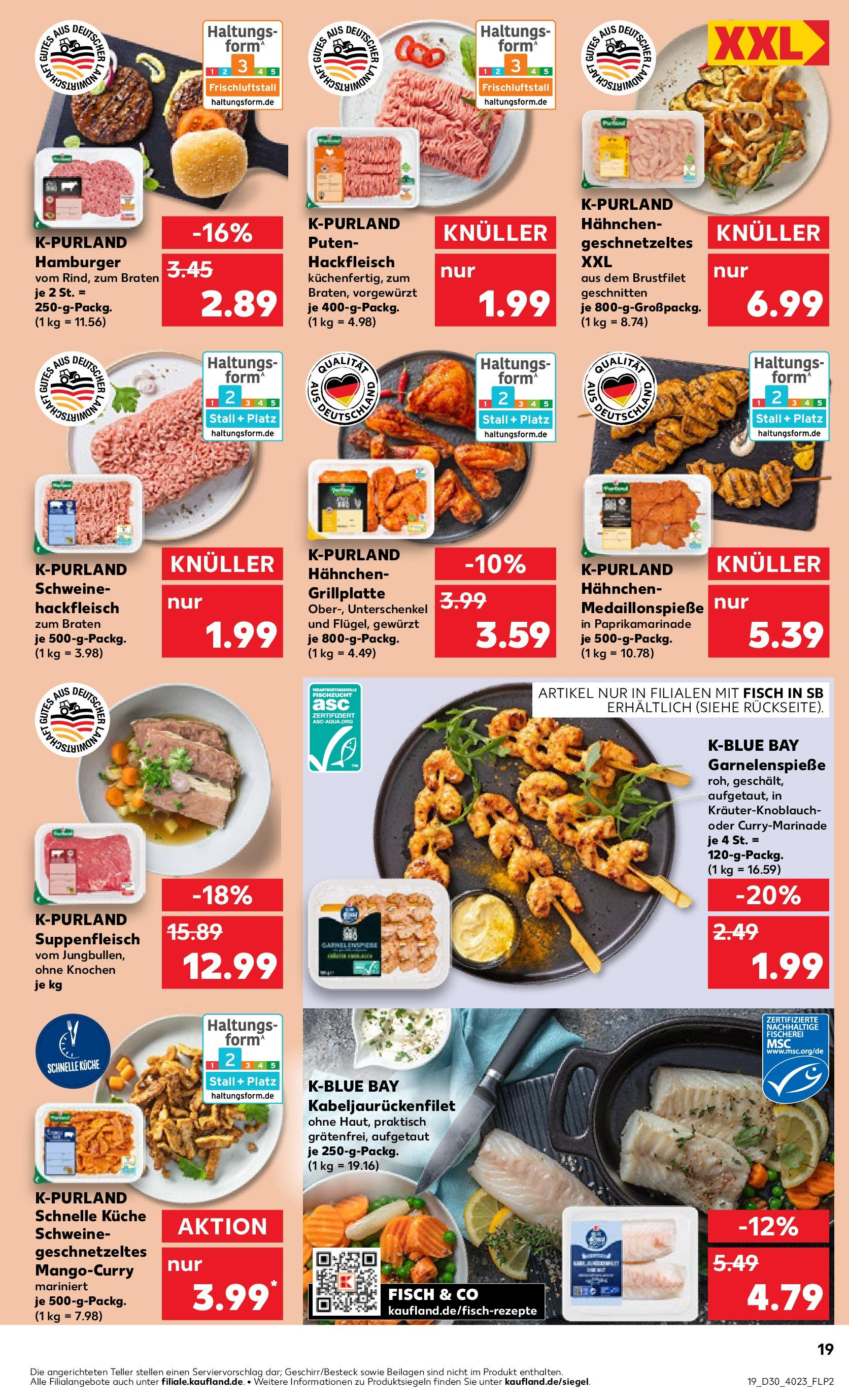 Prospekt Kaufland ab 24.07.2025 » Angebote Online zum Blättern | Seite: 19 | Produkte: Küche, Fisch, Suppenfleisch, Hackfleisch