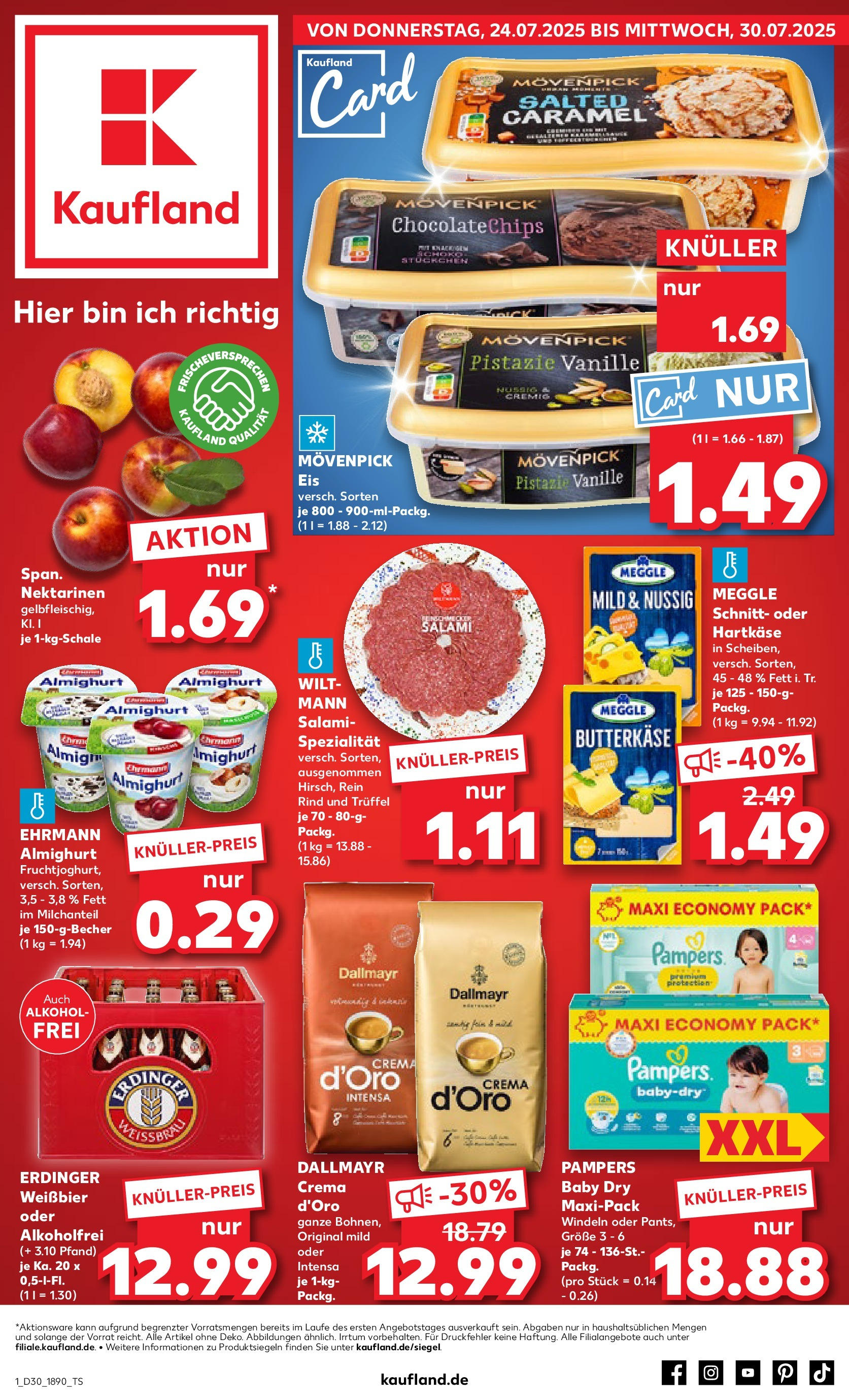 Prospekt Kaufland ab 24.07.2025 » Angebote und Werbung Online | Seite: 1 | Produkte: Erdinger, Weißbier, Salami, Eis Prospekt Kaufland ab 24.07.2025 » Angebote Online zum Blättern | Seite: 1 | Produkte: Erdinger, Weißbier, Salami, Eis