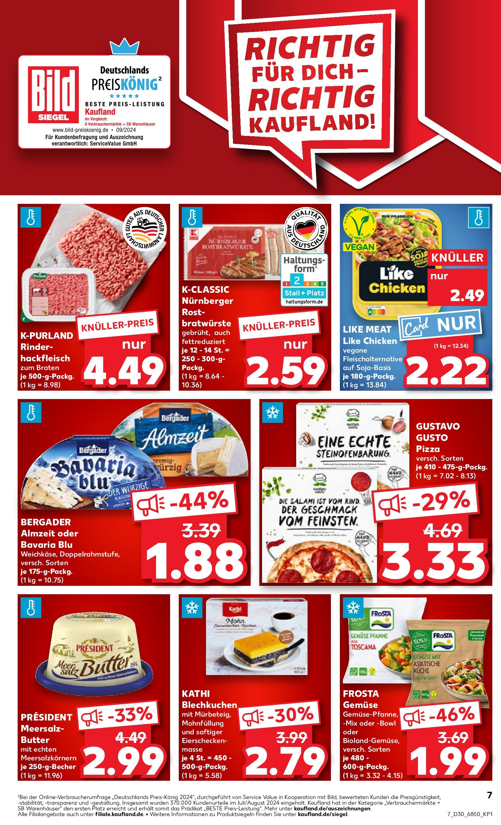 Prospekt Kaufland ab 24.07.2025 » Angebote Online zum Blättern | Seite: 7 | Produkte: Gustavo gusto, Butter, Salami, Pizza