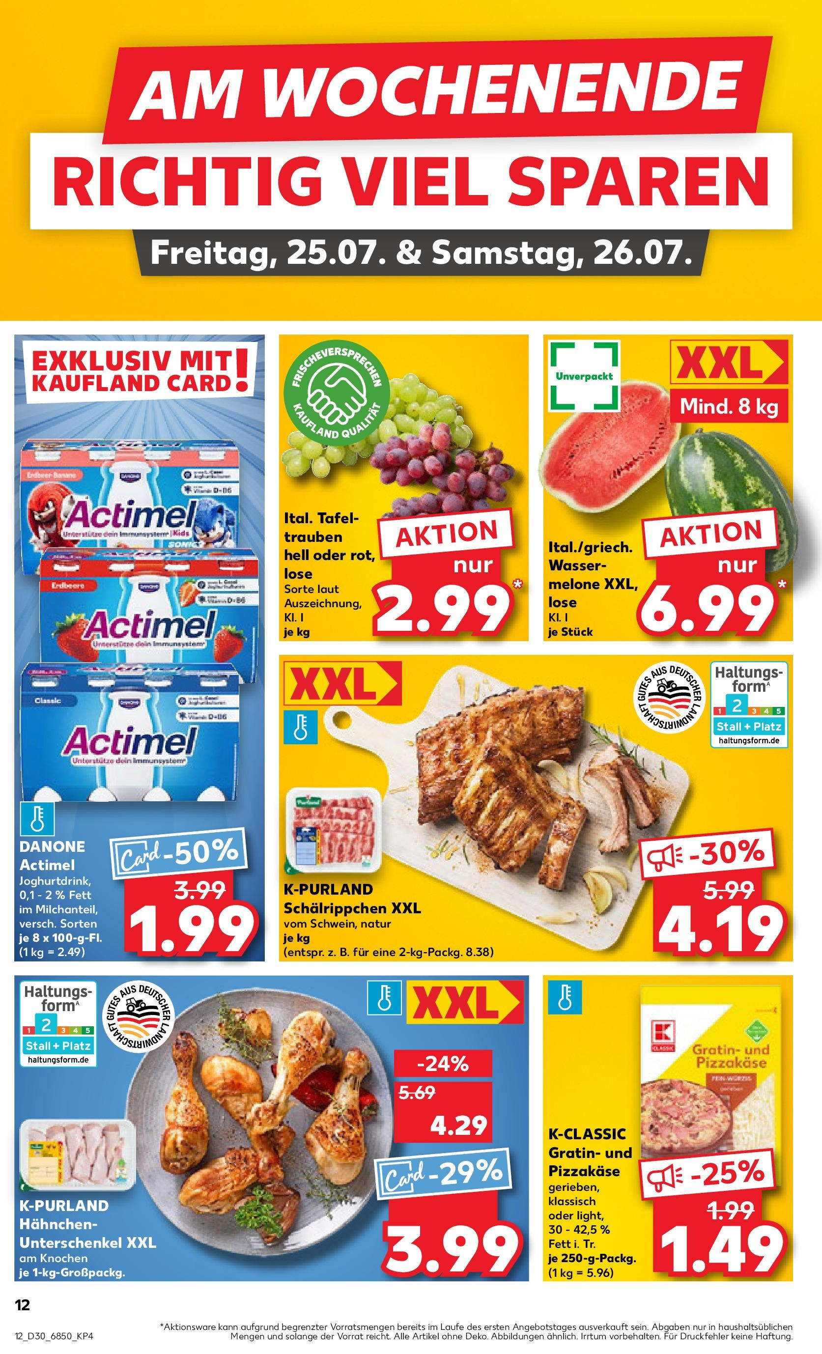 Prospekt Kaufland ab 24.07.2025 » Angebote Online zum Blättern | Seite: 12 | Produkte: Actimel, Trauben, Wassermelone, Melone