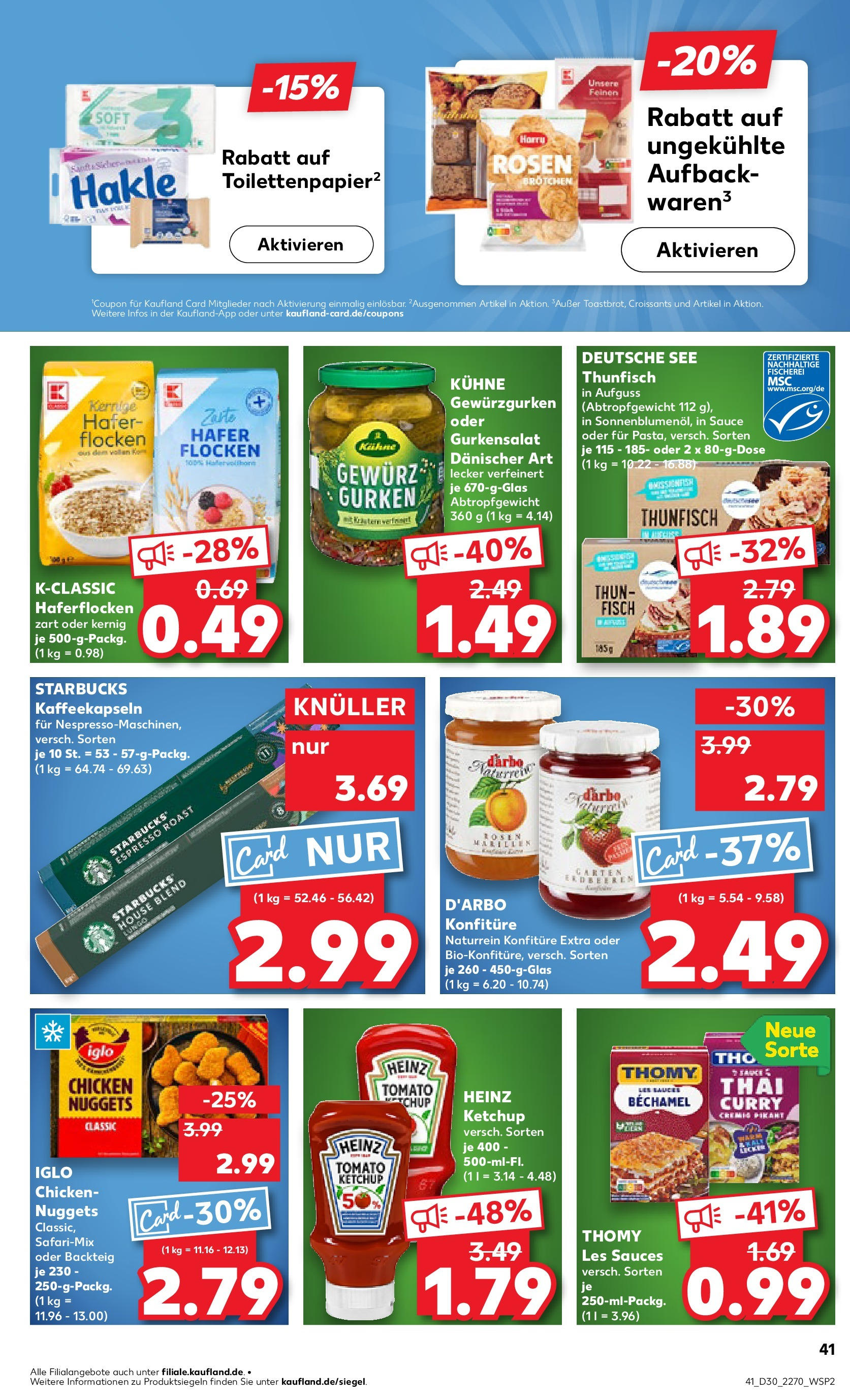 Prospekt Kaufland ab 24.07.2025 » Angebote und Werbung Online | Seite: 41 | Produkte: Thunfisch, Heinz ketchup, Iglo, Starbucks Prospekt Kaufland ab 24.07.2025 » Angebote Online zum Blättern | Seite: 41 | Produkte: Thunfisch, Heinz ketchup, Iglo, Starbucks