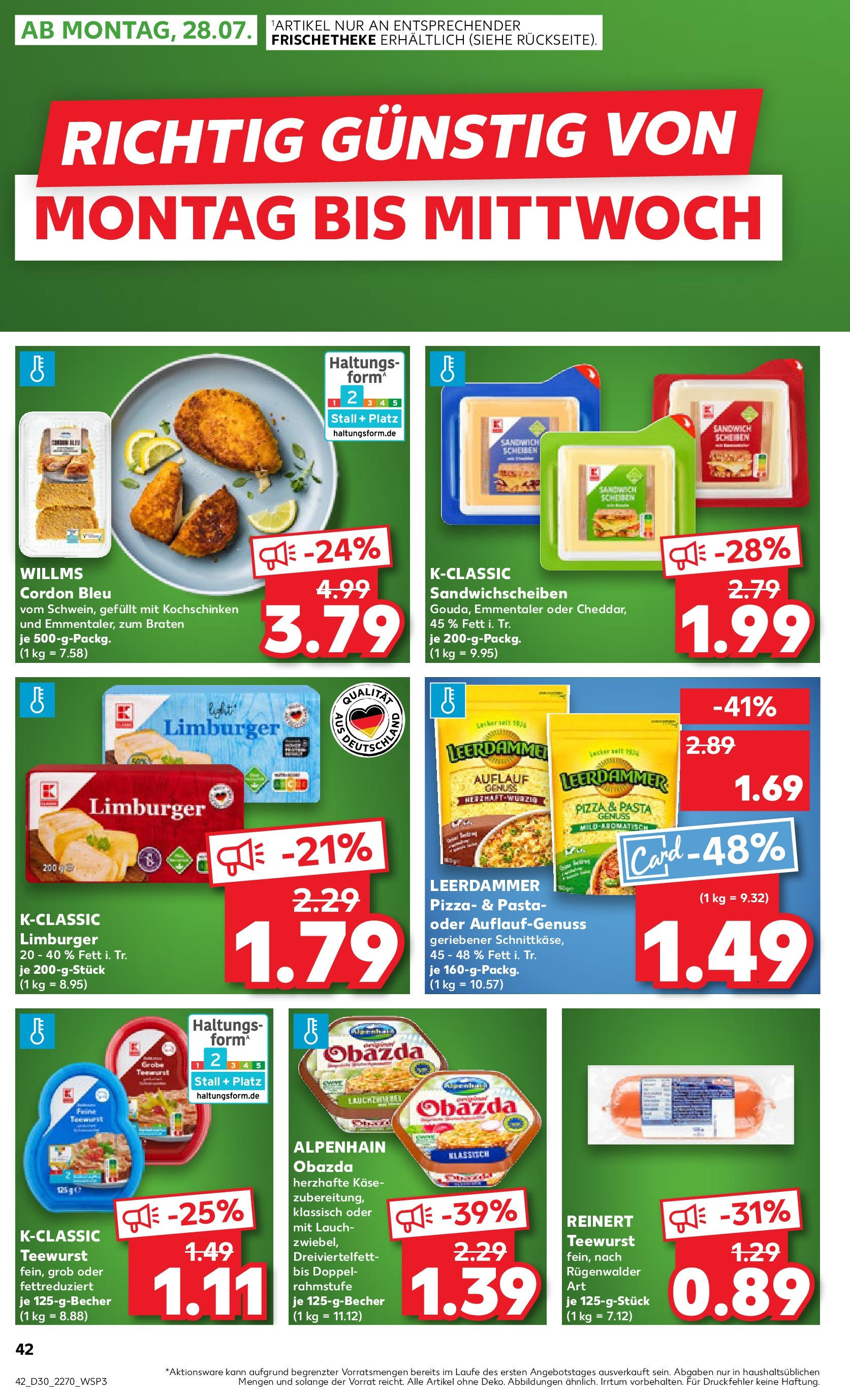 Prospekt Kaufland ab 24.07.2025 » Angebote und Werbung Online | Seite: 42 | Produkte: Käse, Leerdammer, Pasta, Pizza Prospekt Kaufland ab 24.07.2025 » Angebote Online zum Blättern | Seite: 42 | Produkte: Käse, Leerdammer, Pasta, Pizza