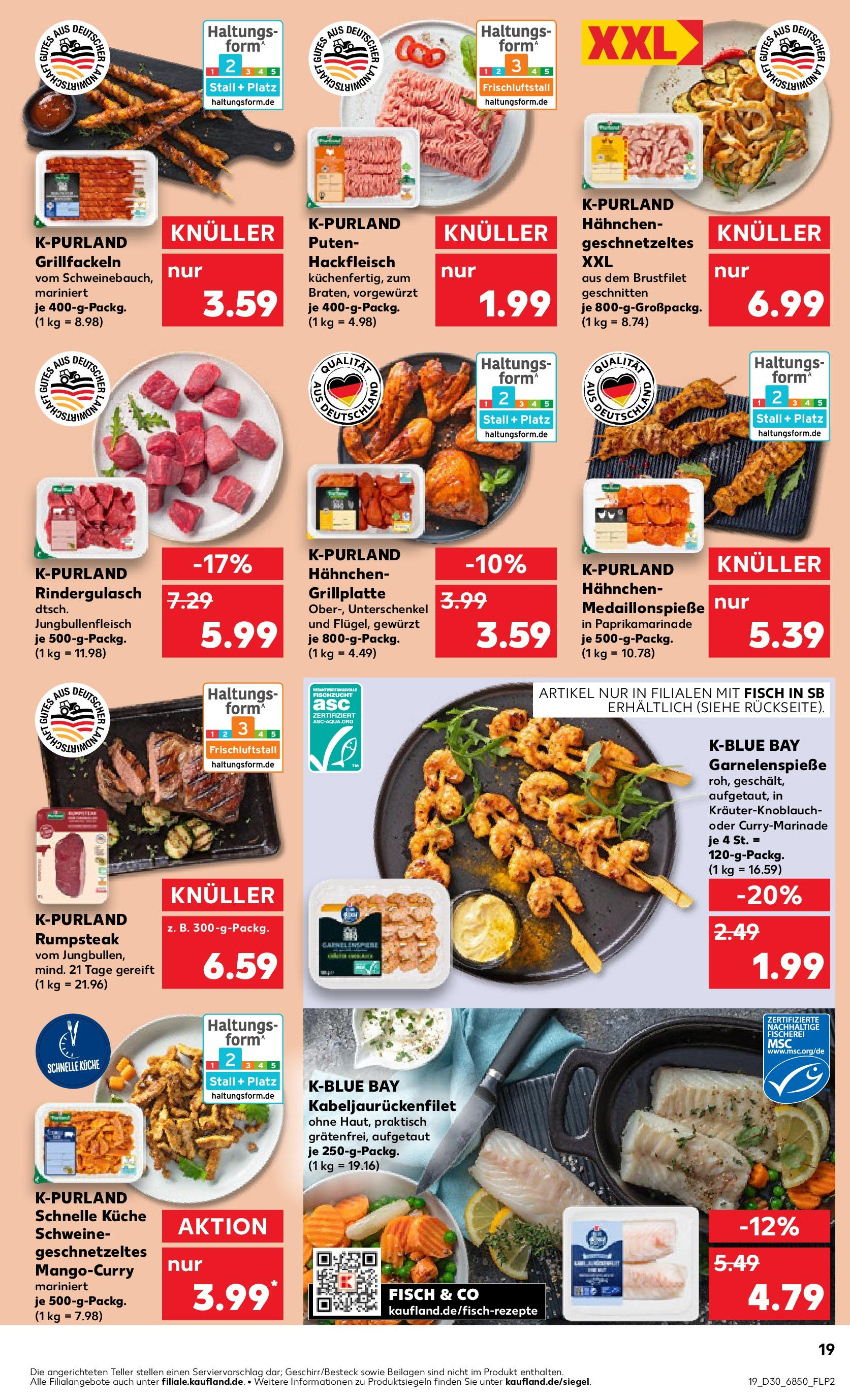 Prospekt Kaufland ab 24.07.2025 » Angebote Online zum Blättern | Seite: 19 | Produkte: Hahnchen, Küche, Fisch, Hackfleisch