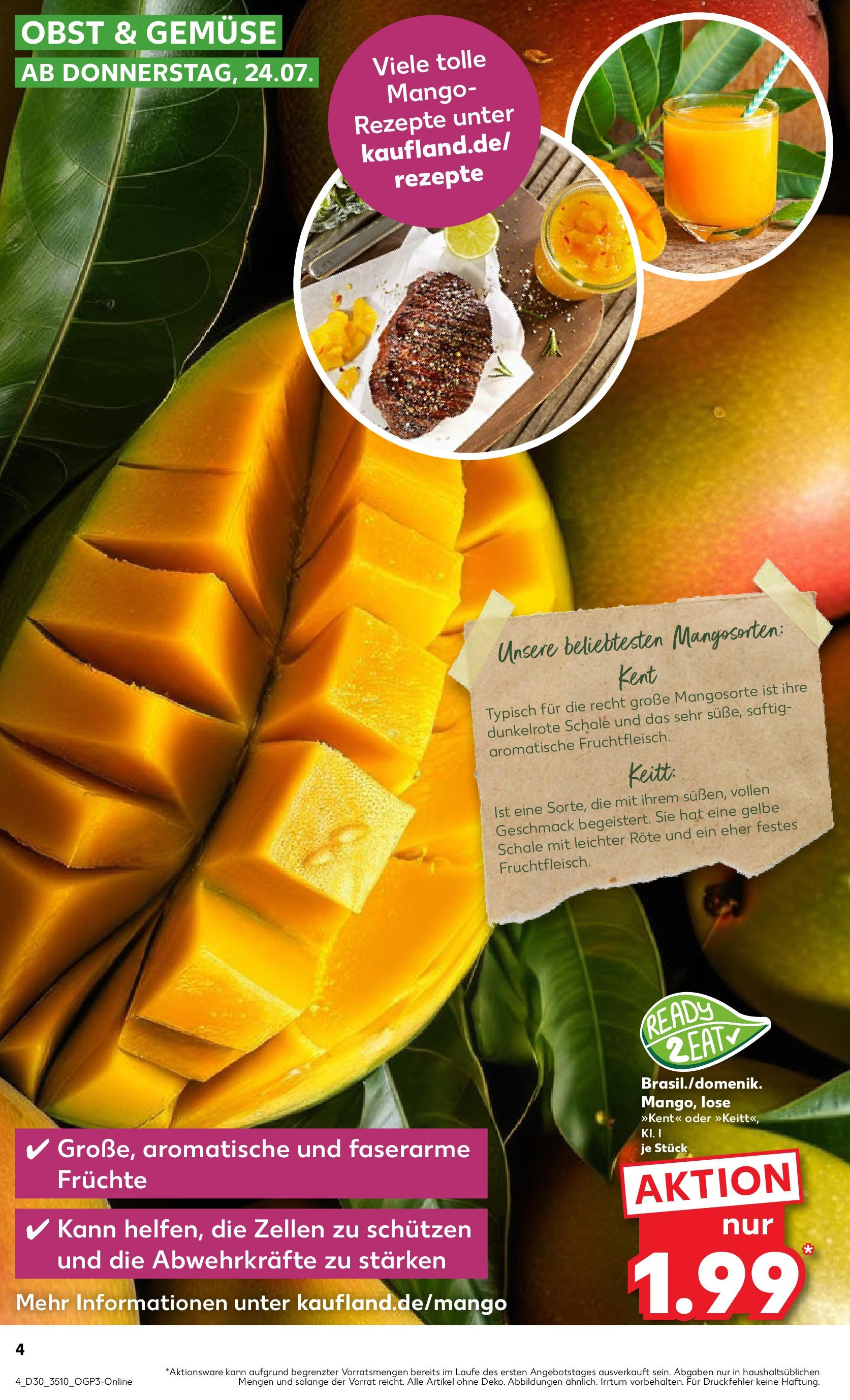 Prospekt Kaufland ab 24.07.2025 » Angebote und Werbung Online | Seite: 4 | Produkte: Gemüse, Obst, Mango Prospekt Kaufland ab 24.07.2025 » Angebote Online zum Blättern | Seite: 4 | Produkte: Gemüse, Obst, Mango